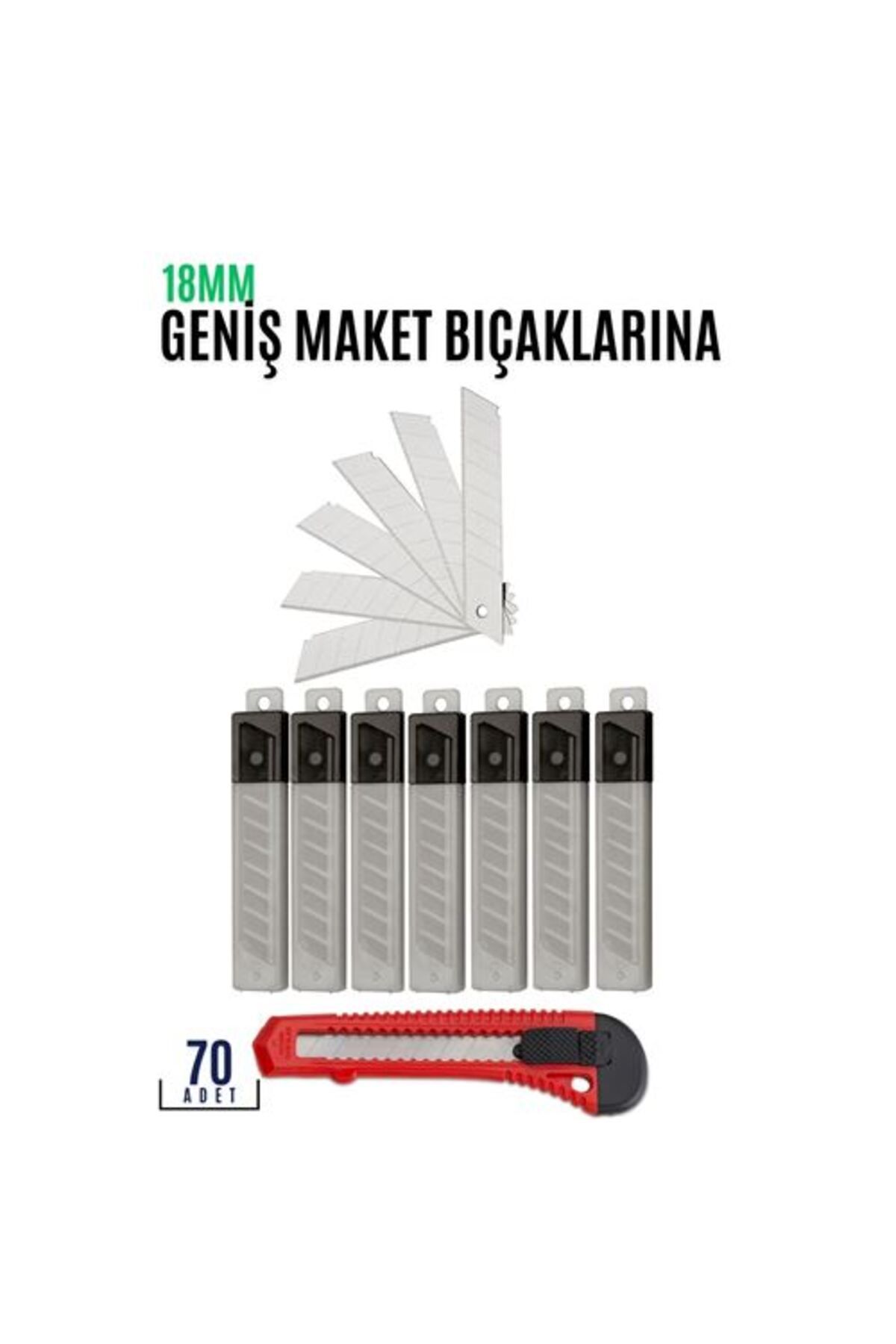 Takaz Global Maket Bıçak Yedeği 70 Adet 18 mm Küçük Boy için 718657