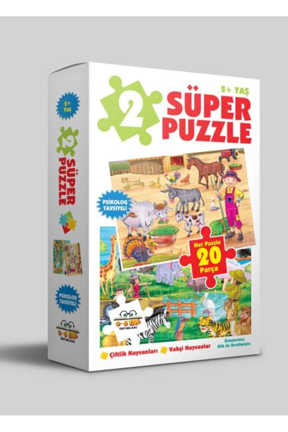 0-6 Yaş Yayınları 2 Süper Puzzle - Çiftlik Hayvanları - Vahşi Hayvanlar 2+ Yaş