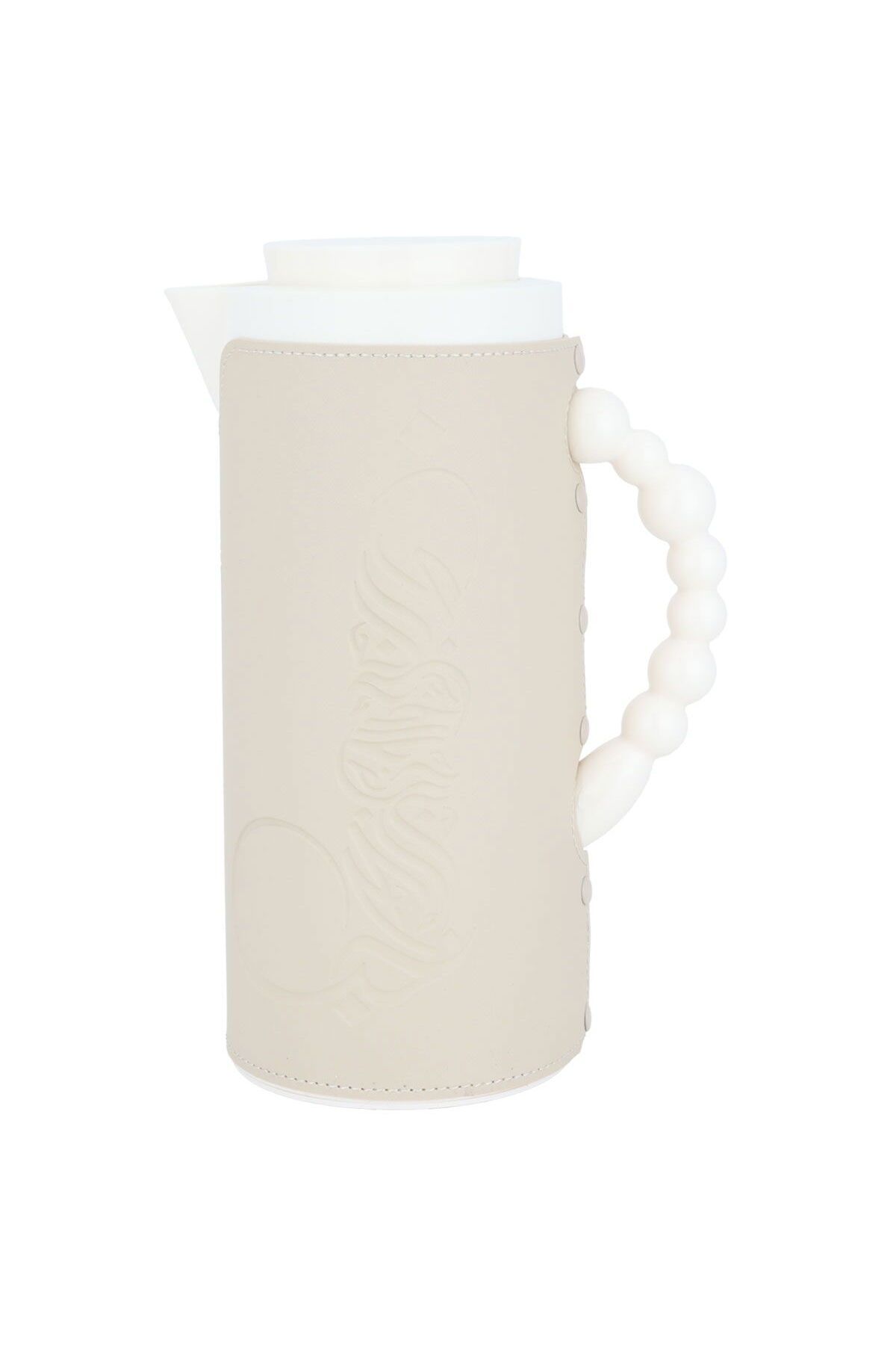 Alsaif Gallery-Royal 7 Beige Leather Embossed Thermos, 1 Liter 1