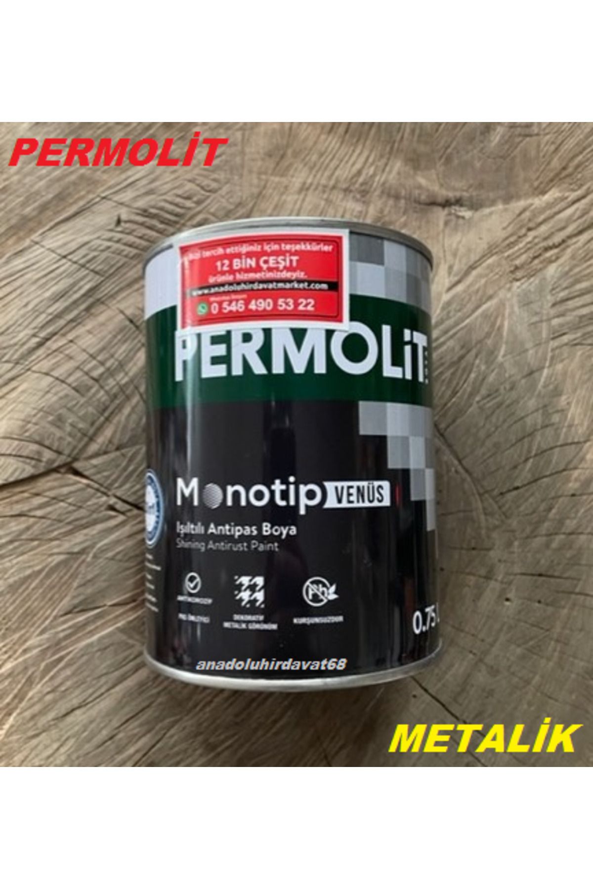 Permolit PERMO METALİK MERCAN TAŞI KAHVE ÇELİK KAPI BOYASI METAL FERFORJE BOYASI 1KG