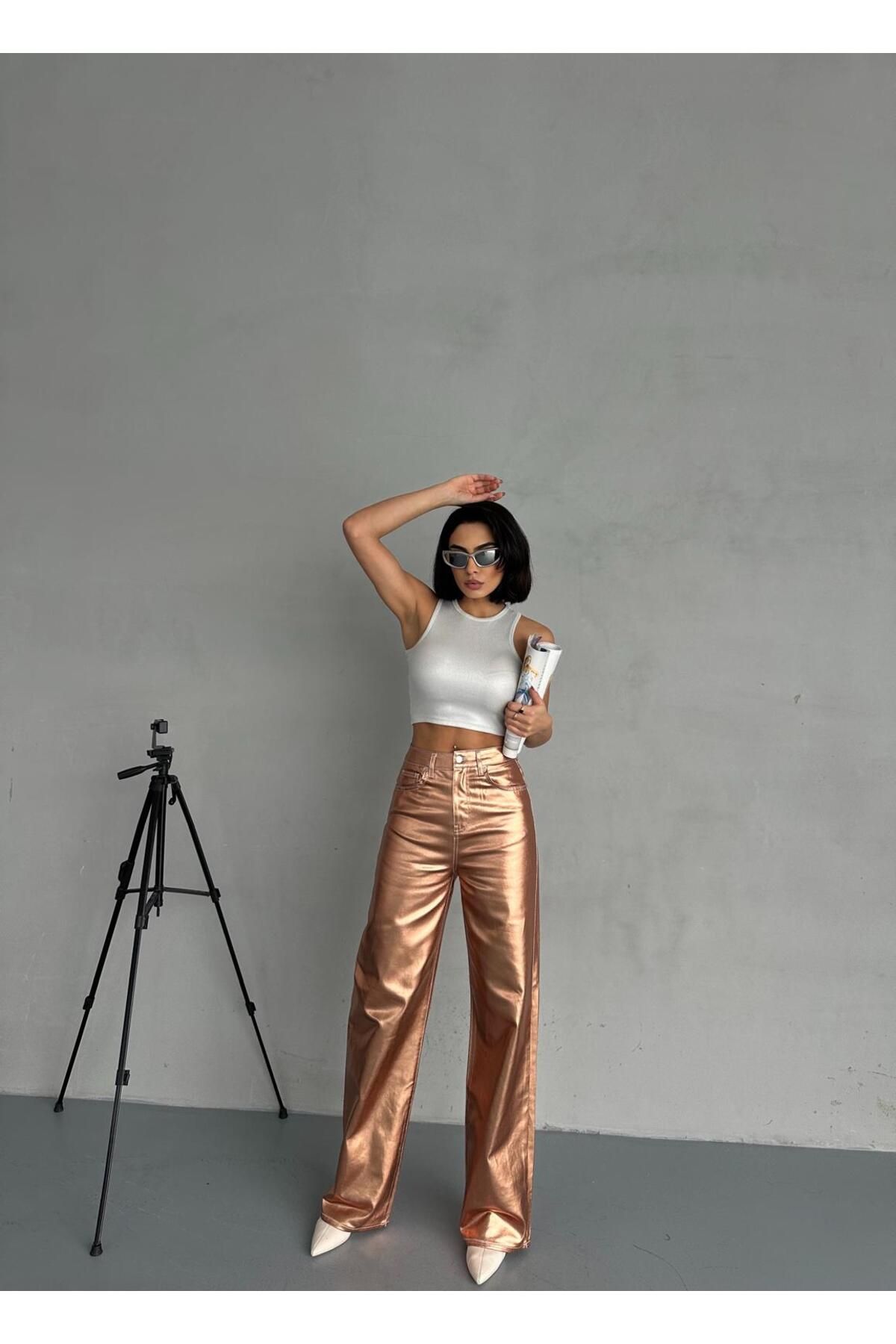 Zeo Basic-Bronze Color Printed Pants 2