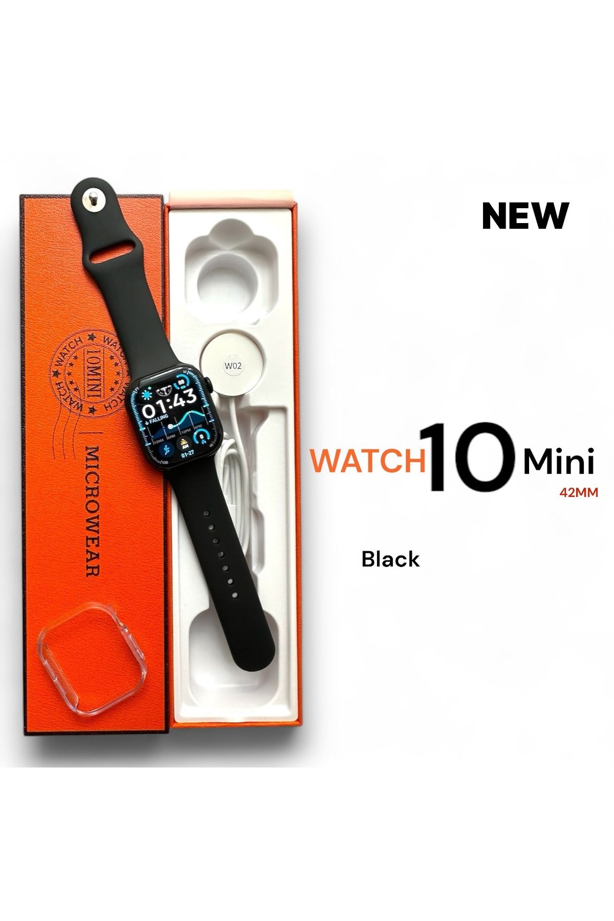 Microwear Watch10 Mini 1.52 İnç Amoled Ekran 42MM Akıllı Saat 2GB SİYAH