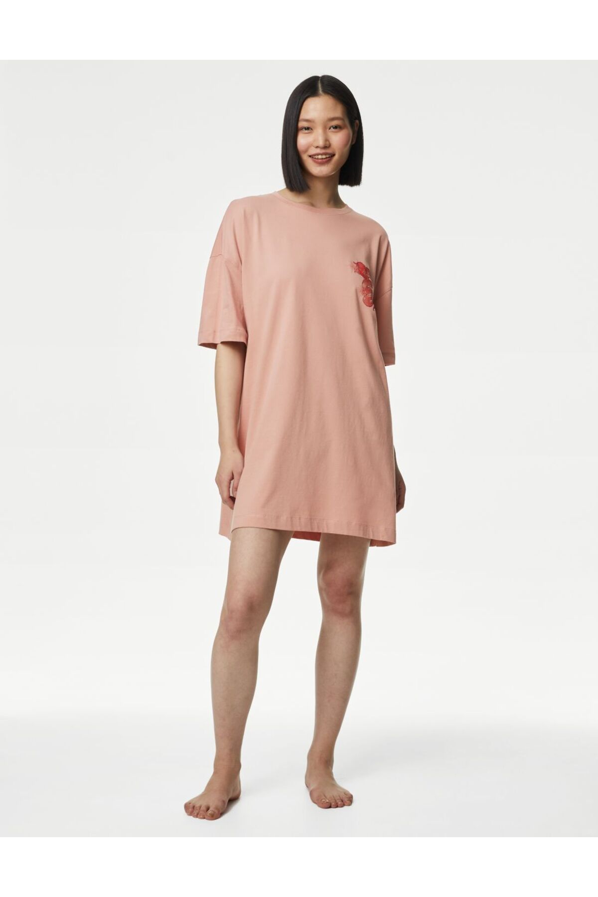 Marks & Spencer Saf Pamuklu Kısa Kollu Gecelik