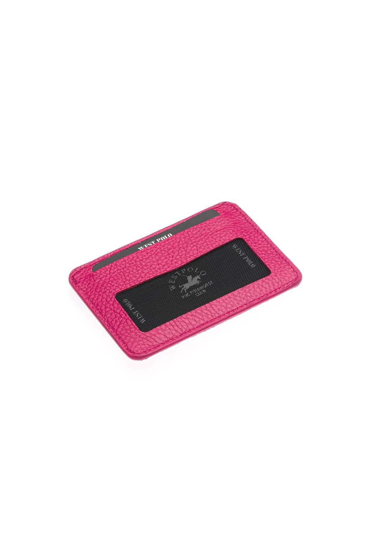 Westpolo-Fuchsia Genuine Leather Unisex Card Holder - with Plenty of Card Holders, Paper Money Compartment Tr115 3