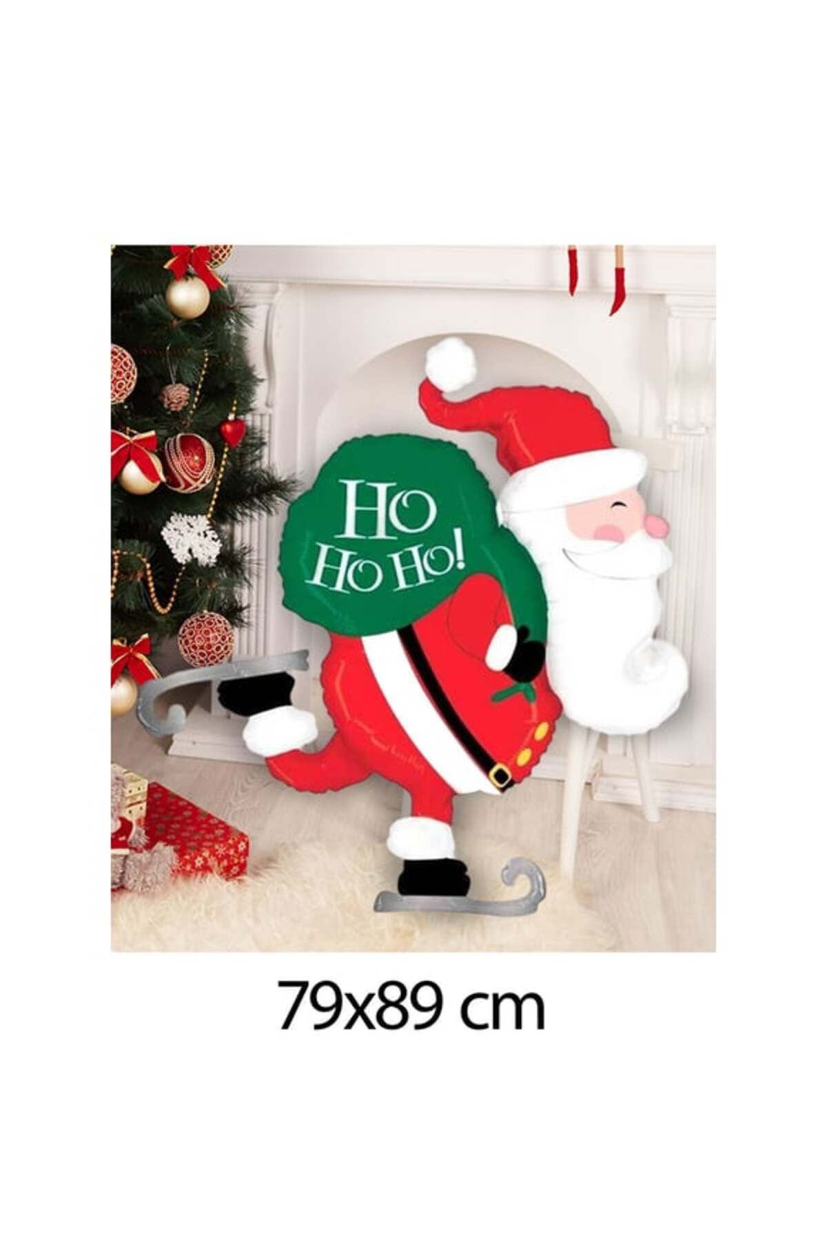 kidspartim-Christmas Ice Skating Santa Claus Gift Foil Balloon with Sack 79X89 cm 3
