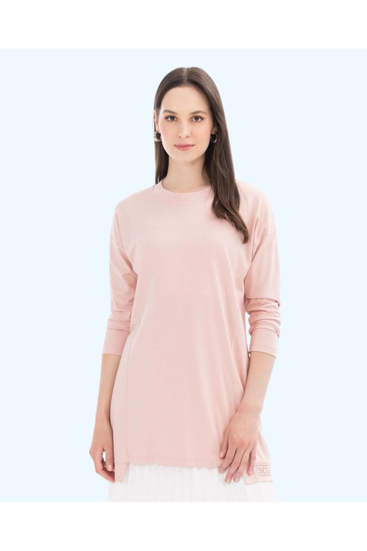 SEÇİL-Chiffon Collar Knitted Fabric Basic Tuni 2