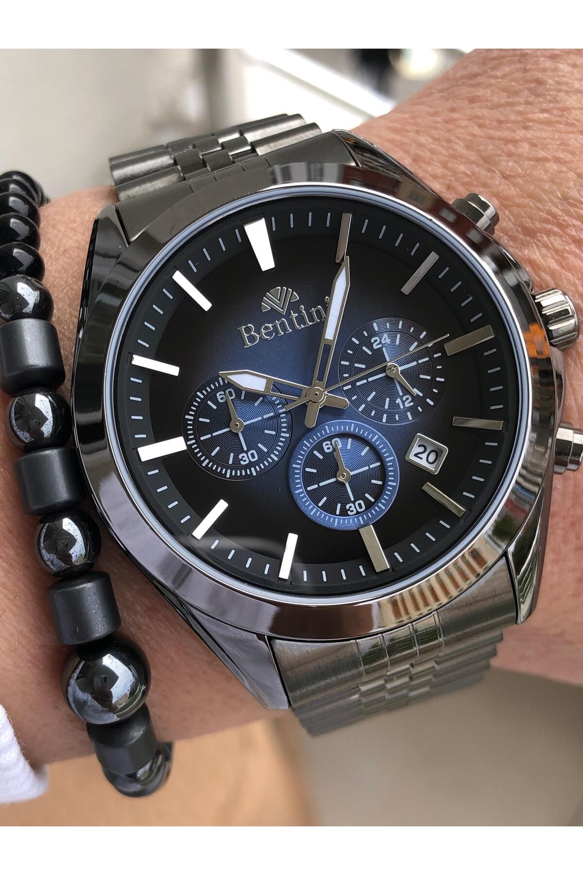 Bentini-Bentini Brand New Season Sports Stylish Wedding Steel Men's Wristwatch Waterproof + Bracelet with Gift 4