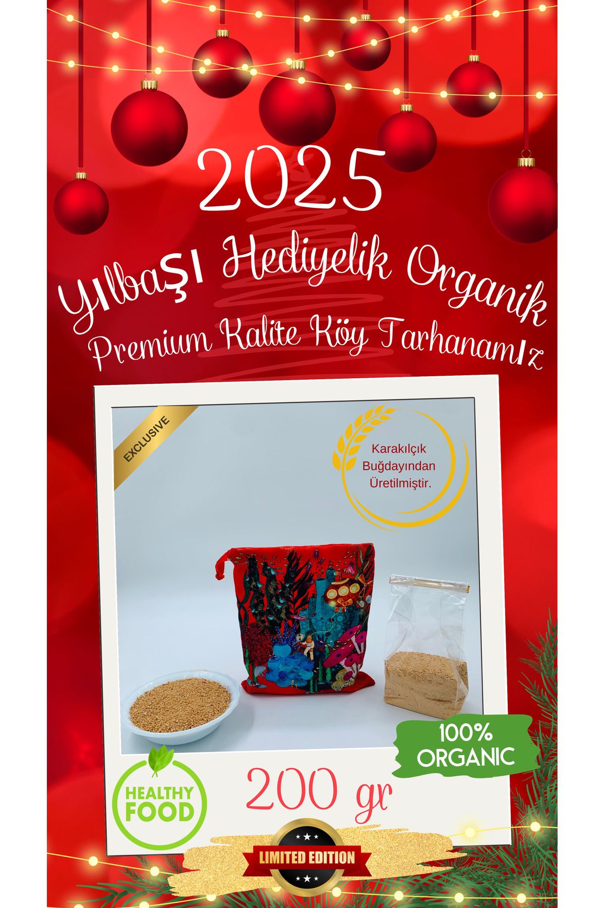 geniuspond 2025 Yılbaşı Özel Seri Hediyelik Organik Karakılçık Unundan Ev Yapımı Köy Tarhanası – 200 gr