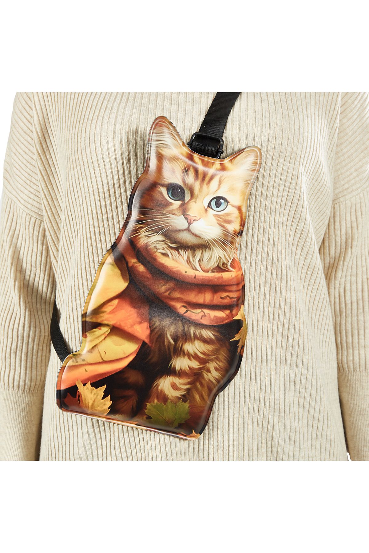 Funny Design-Leaf Cat Design Shoulder Bag 1