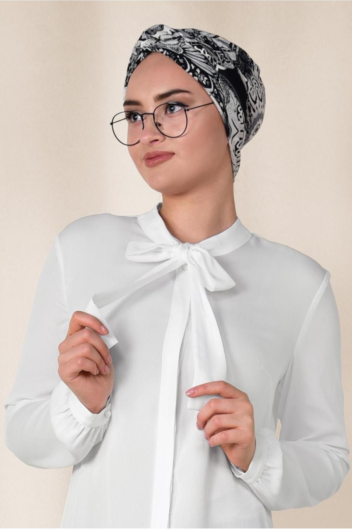 دامن چین دار تونیک یقه توری 4066 Alvina