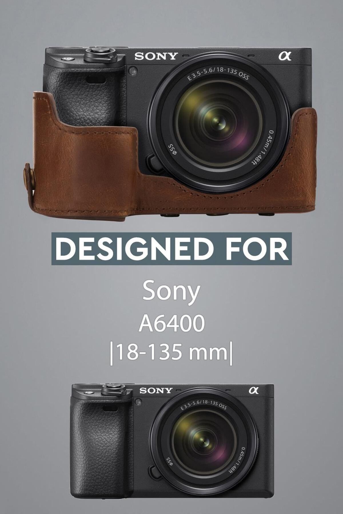 لوازم جانبی کیف چند رنگ مردانه و زنانه Brown Sony Alpha A6400 18 135 میلی متر دوربین چرمی مصنوعی OttoAngelino