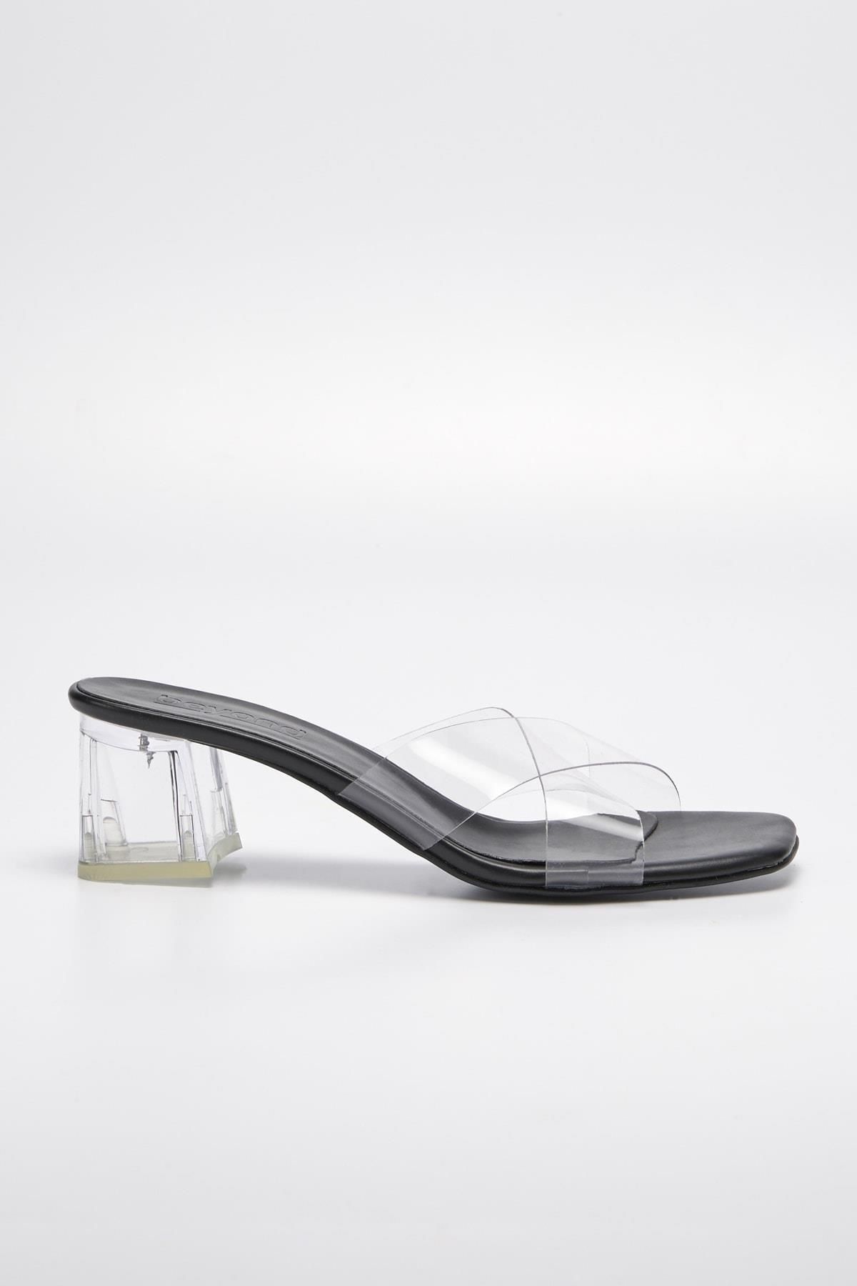 Beyond-Papuci cu toc cu bretele transparente Amatis negri pentru femei 6 cm BYNDBAE01 6