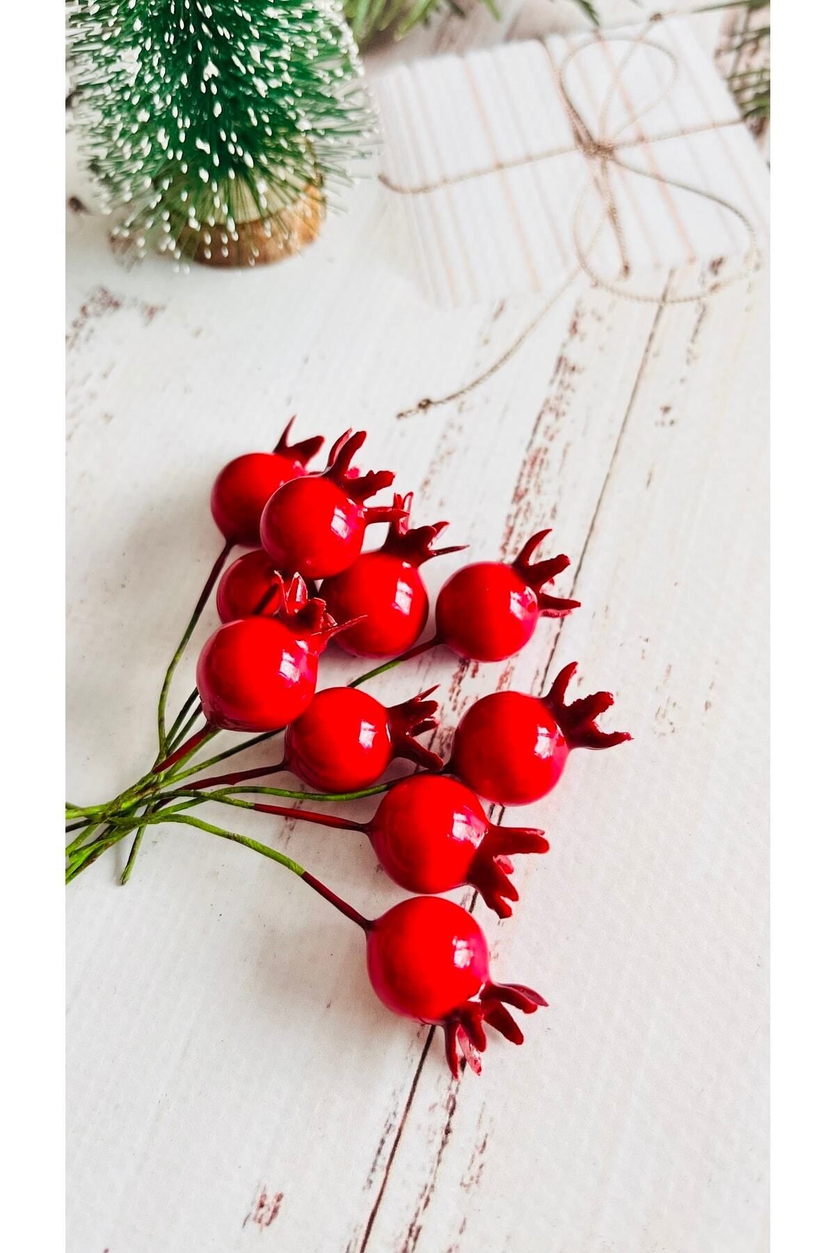 t tuğset etiket-New Year's Artificial Flower Kokina Mini Stringed Berry Pomegranate 10 Pieces 8