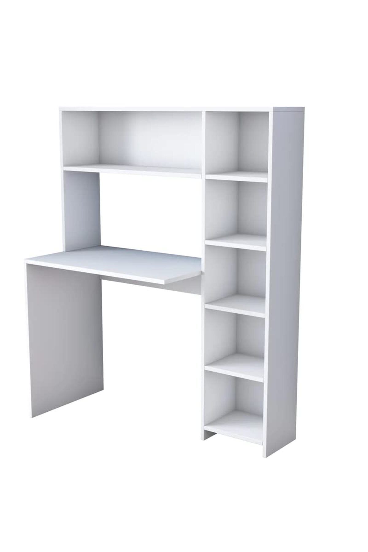 Home Canvas-Computer Desk with Bookshelf and Shelves White - White 5