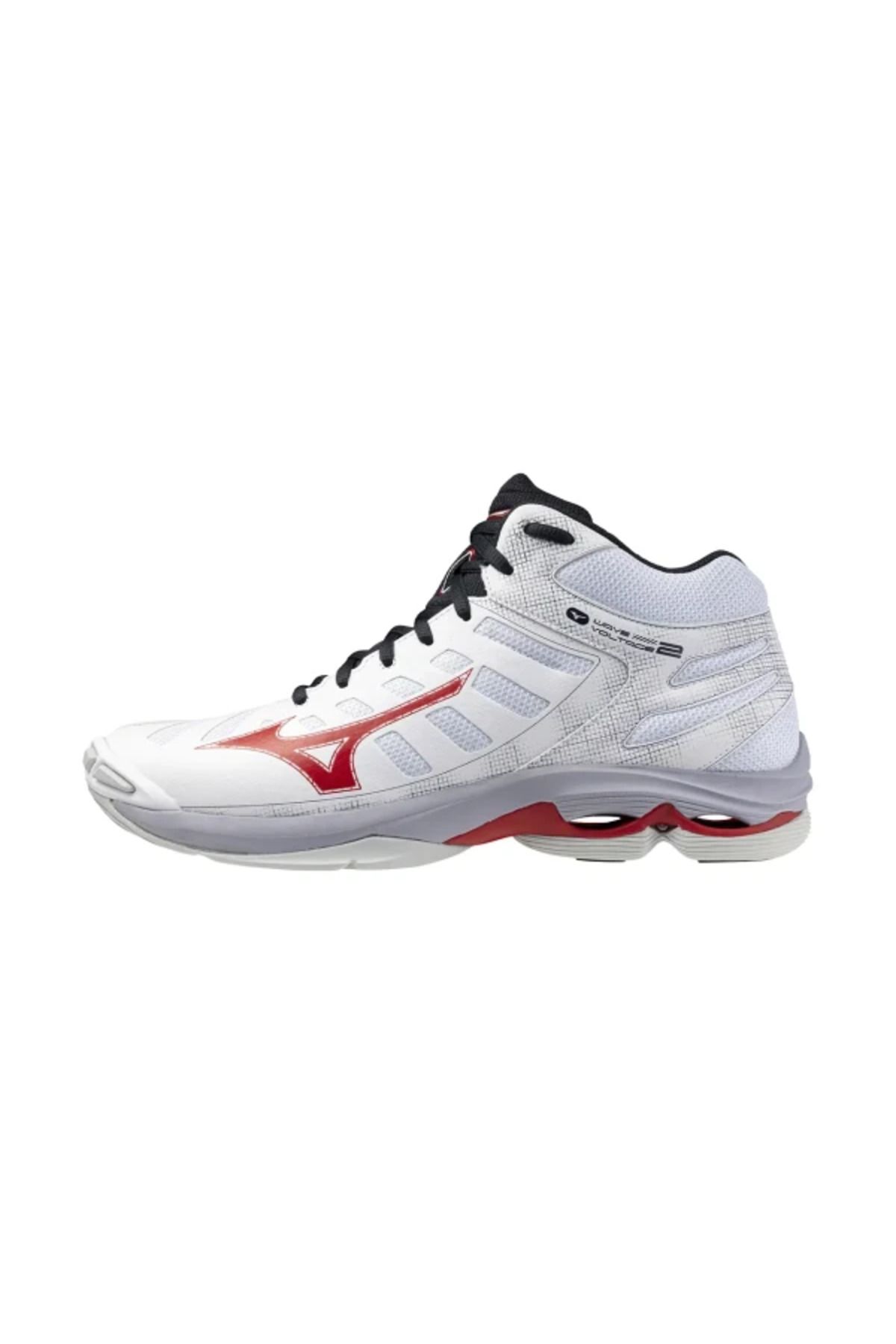 MIZUNO Wave Voltage 2 MID Unisex Voleybol Ayakkabısı Beyaz / Kırmızı