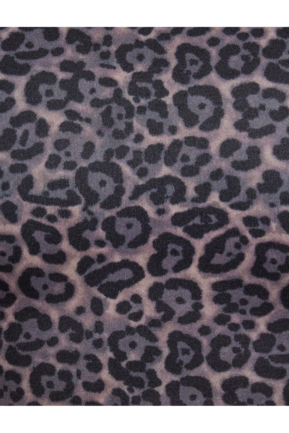 Koton-Leopard Print Sports Bra - Sleeveless, Window Detail, Capless, and Soft Keys 6