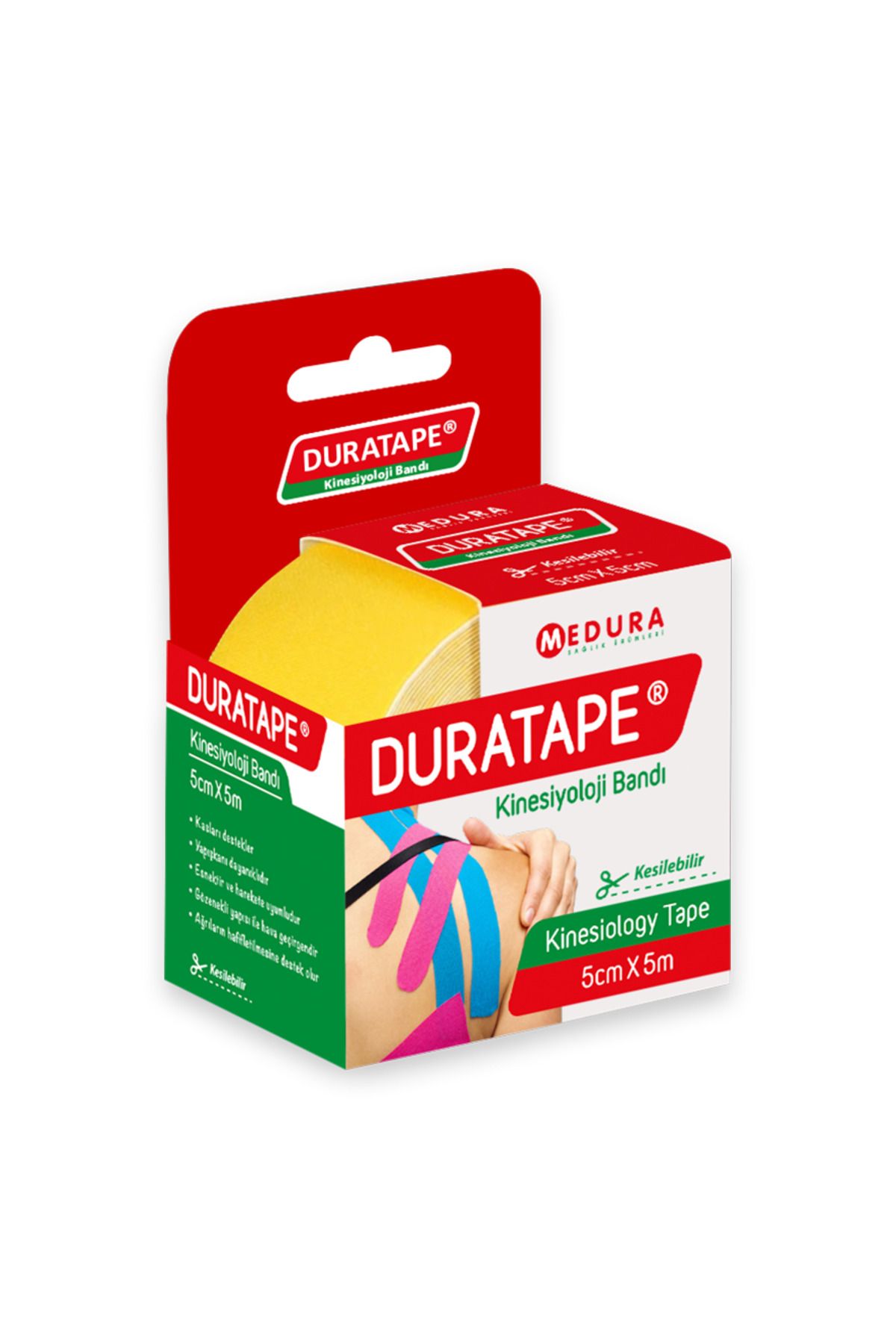 Duratape Kinesiyoloji Bandı & Kinezyo Sporcu Ağrı Bandı Sarı - 5cm X 5mt