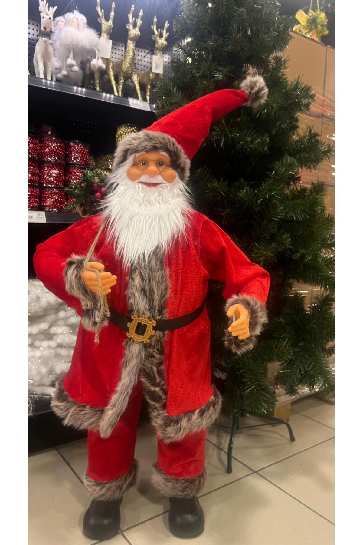 Happyland Yılbaşı Dev Boy Noel Baba Dekor Süs 120 cm Büyük Boy