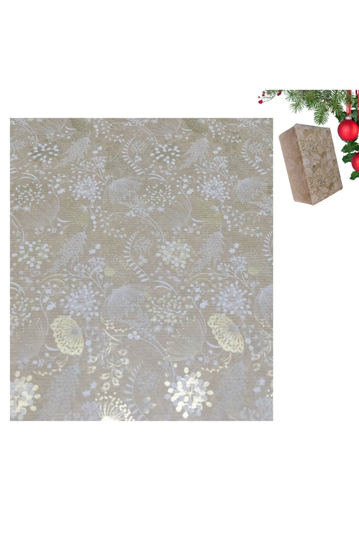 roco paper-Italian Kraft Floral Leaf Pattern Gift Wrapping Paper - Gold, No-704G, 70X200Cm 1