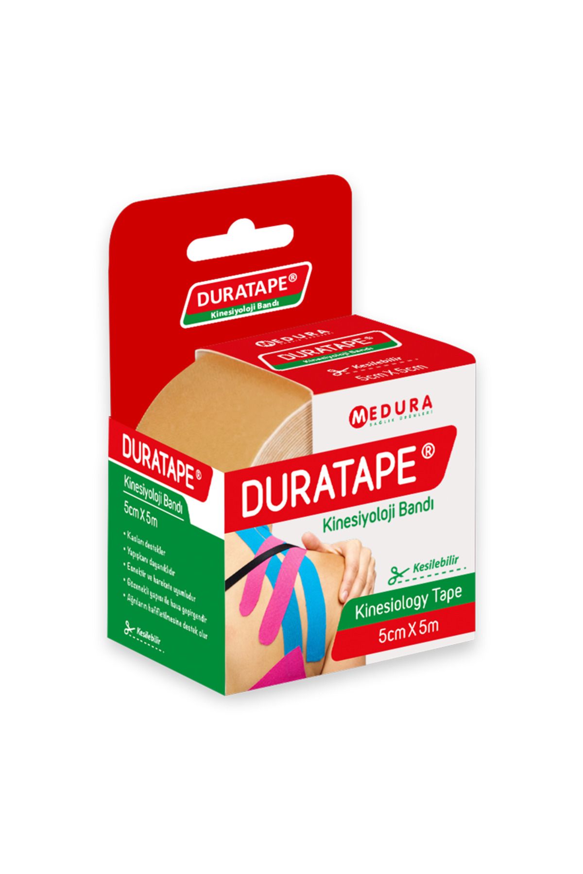 Duratape Kinesiyoloji Bandı & Kinezyo Sporcu Ağrı Bandı Ten - 5cm X 5mt