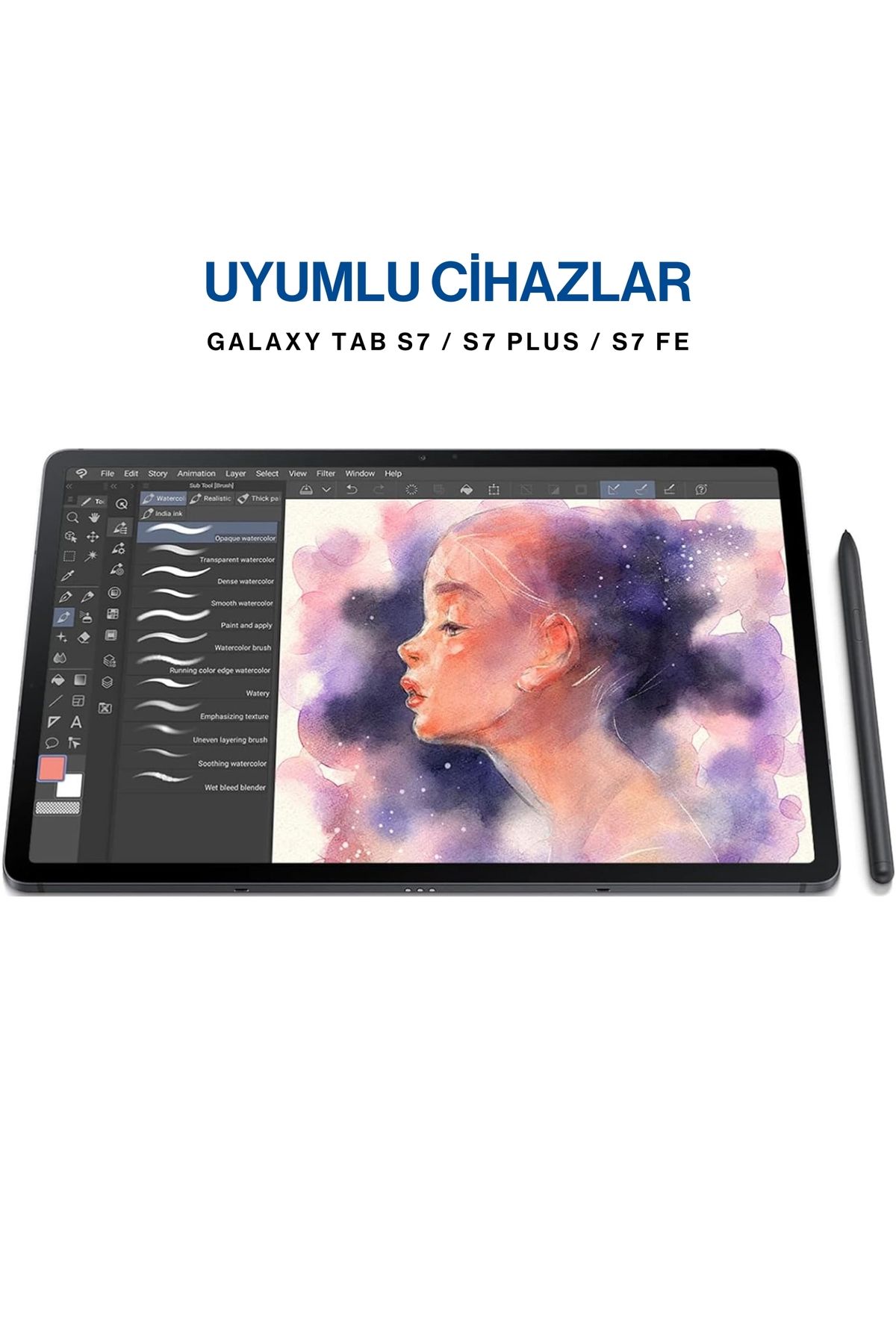 Techmaster-Samsung Galaxy Tab S7 Fe - Sm-T730, Sm-T733, Sm-T736B Model Compatible S Pen Touch Stylus Pen and Replacement Nib 4