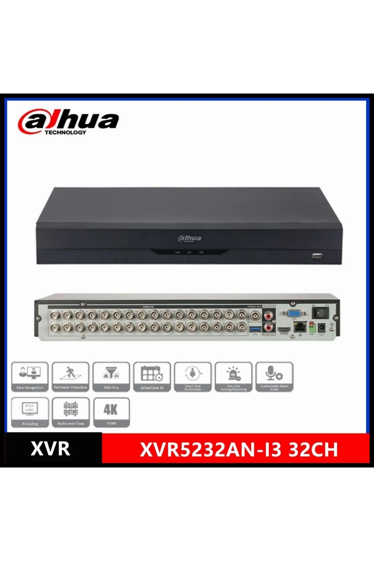 DAHUA Xvr5232an-ı3, 32kanal, 5mpix, H265 , 2 Hdd Desteği, 5in1 Dvr Cihazı