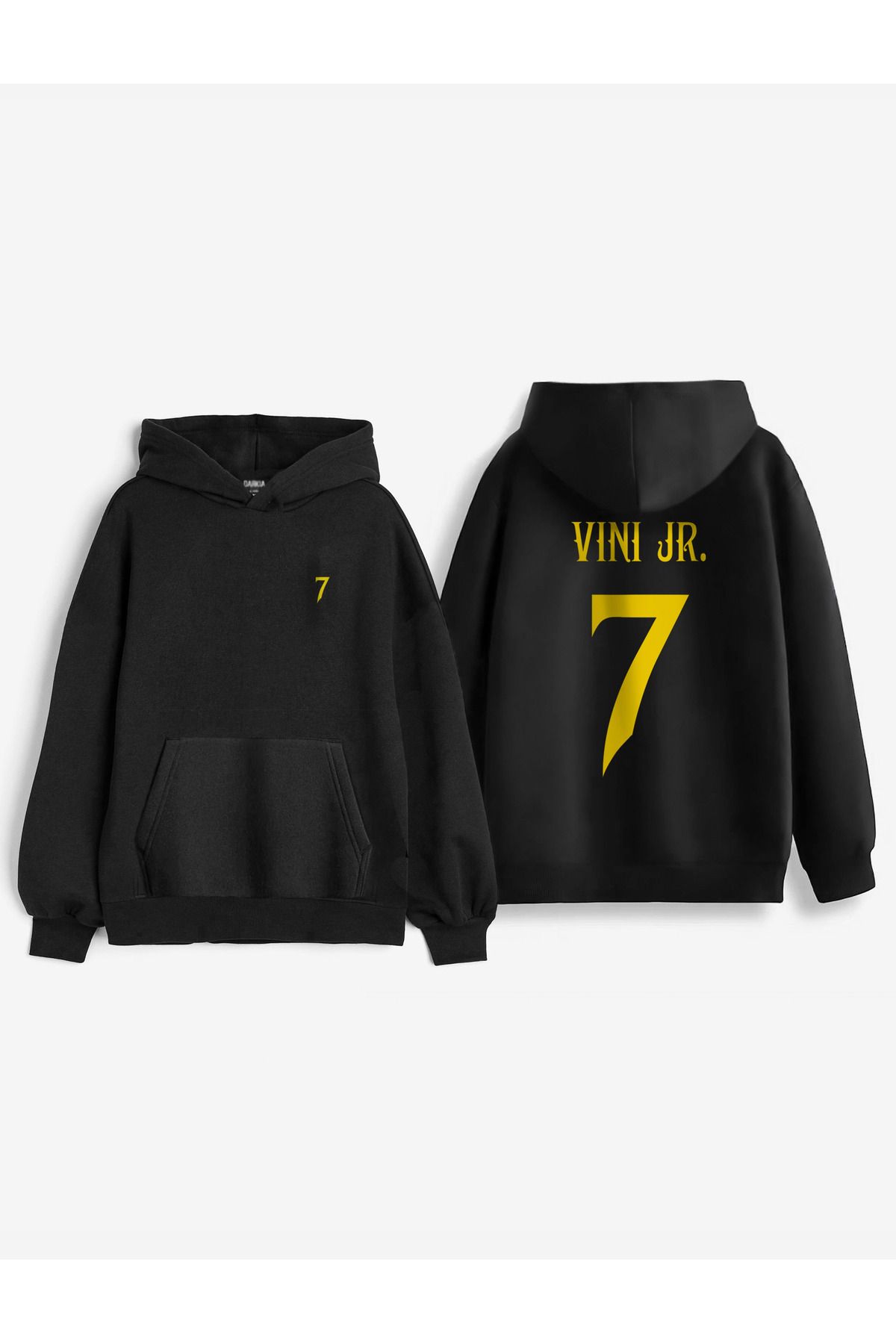 Darkia-Footballer Jersey Style Vinicius Vini Jr Gold Printed Thick Fabric Hooded Unisex Kids Hoodie Sweat 1