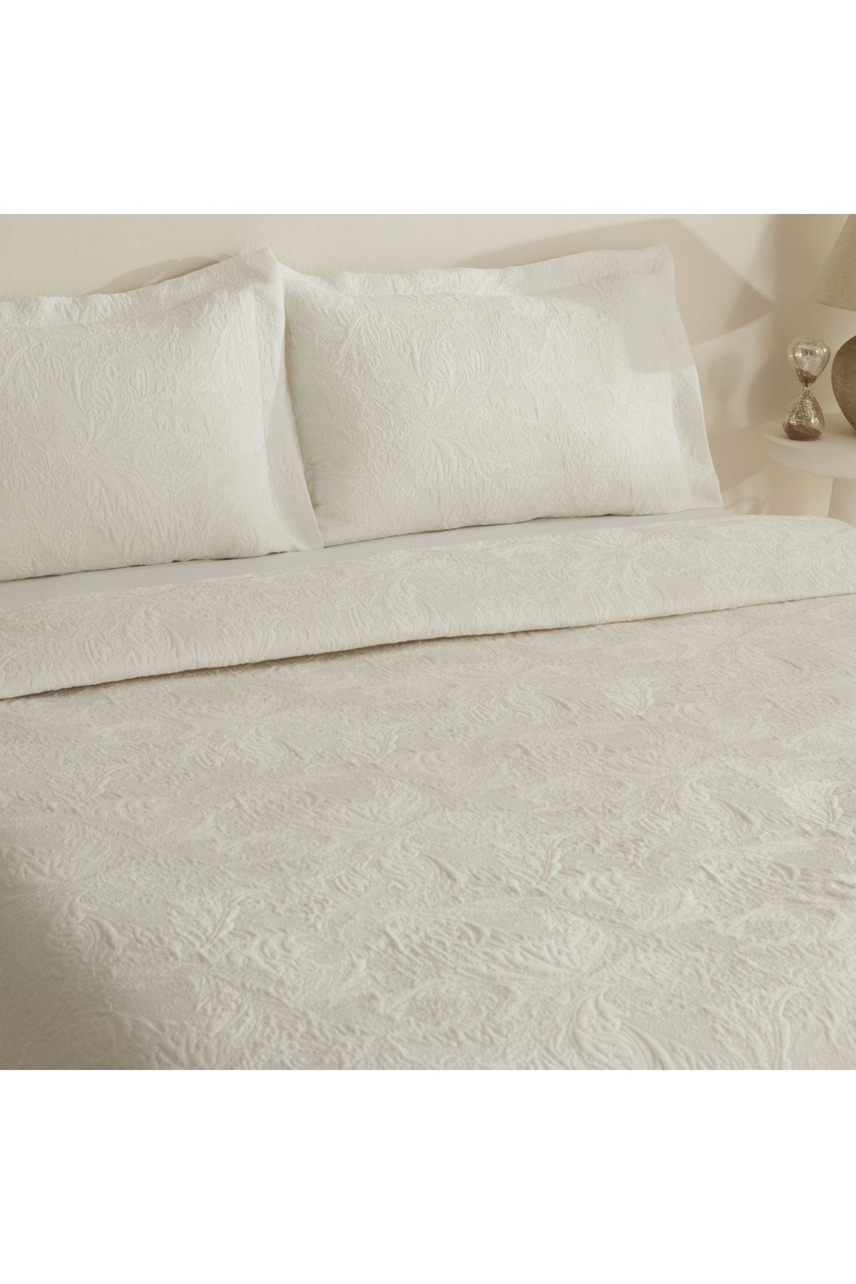 Karaca Home-Offwhite Olivia Double Bedspread Set 5