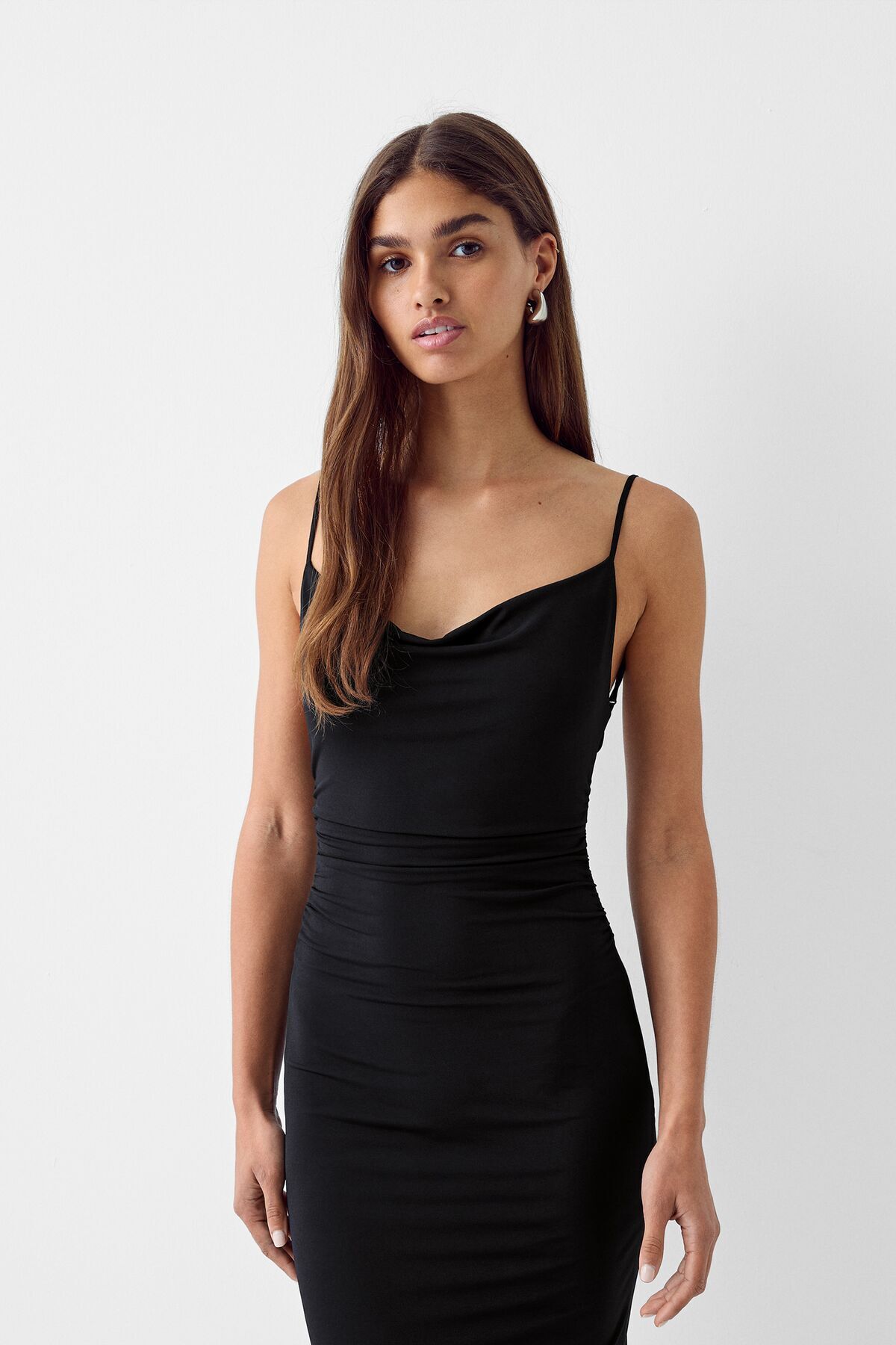 Bershka-Draped strappy long dress 1