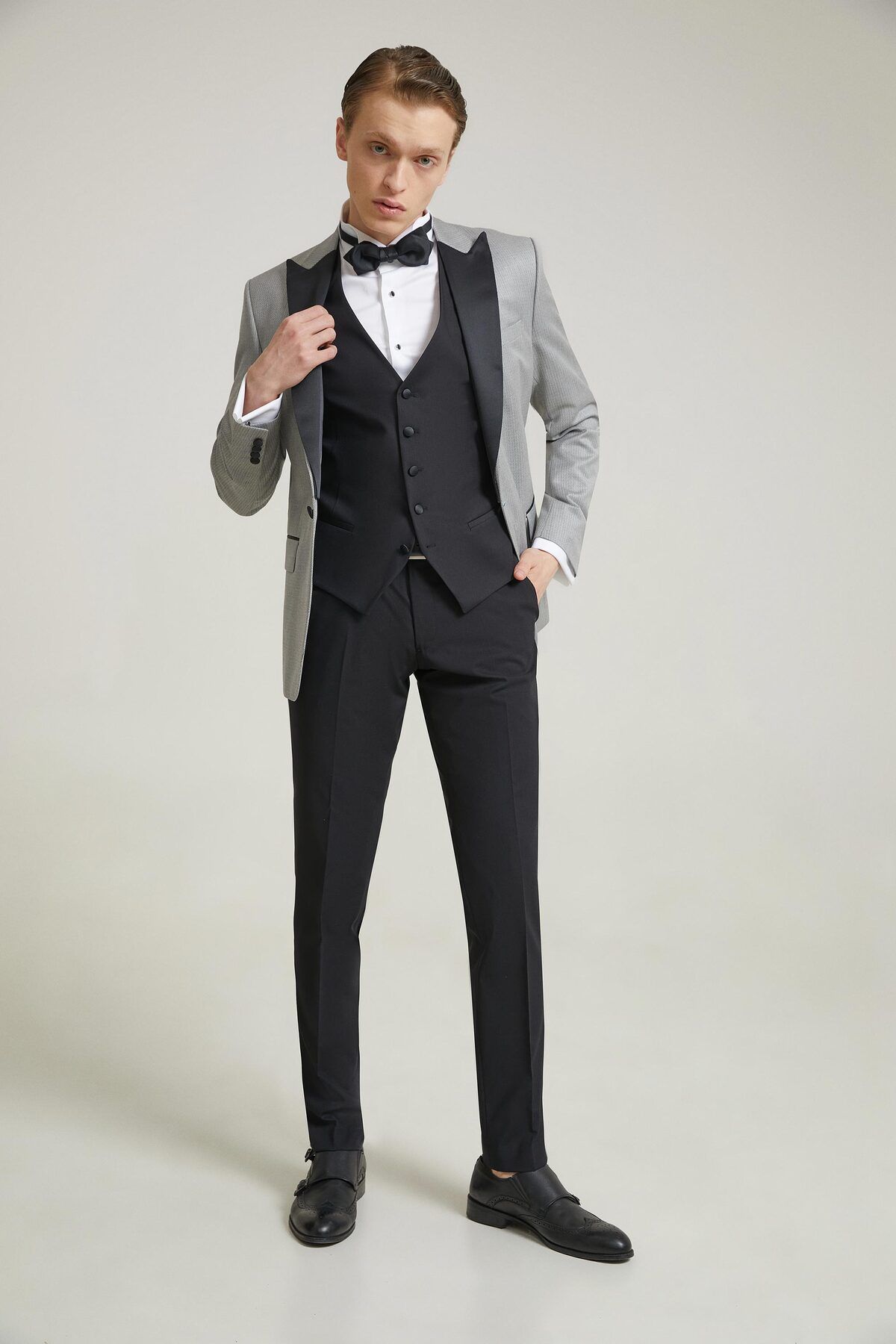 اسموکینگ خاکستری مردانه لباس تیمی و FIT SLIM GRAY D'S Damat