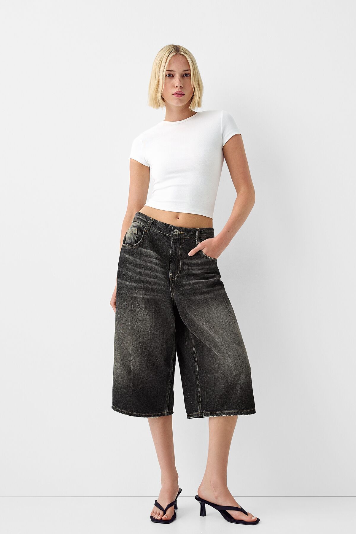 Bershka-Baggy denim Bermuda shorts 2