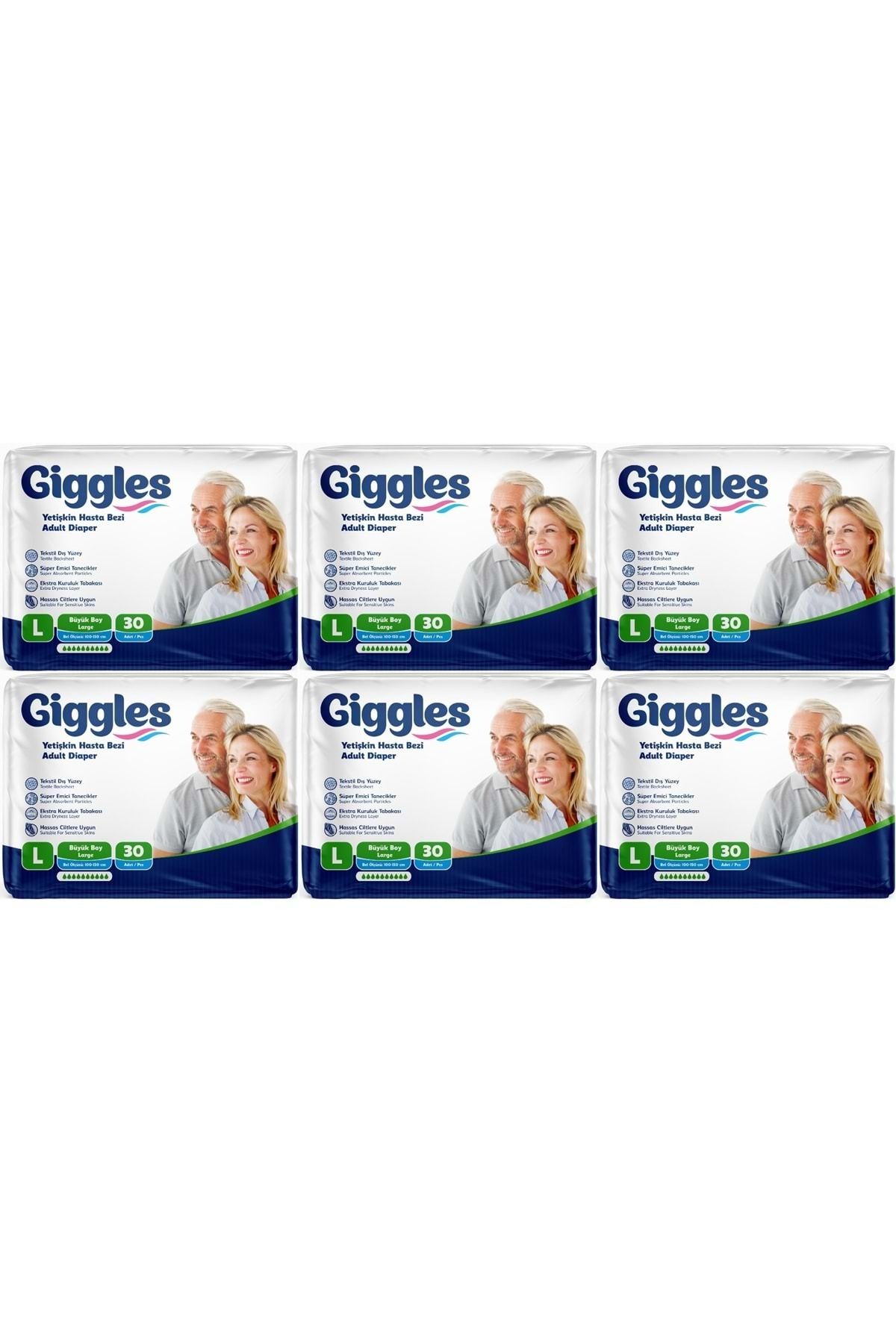 giggles Hasta Bezi Yetişkin Bel Bantlı Tekstil Yüzey Büyük - Large (L) 180 Adet (6PK*30)