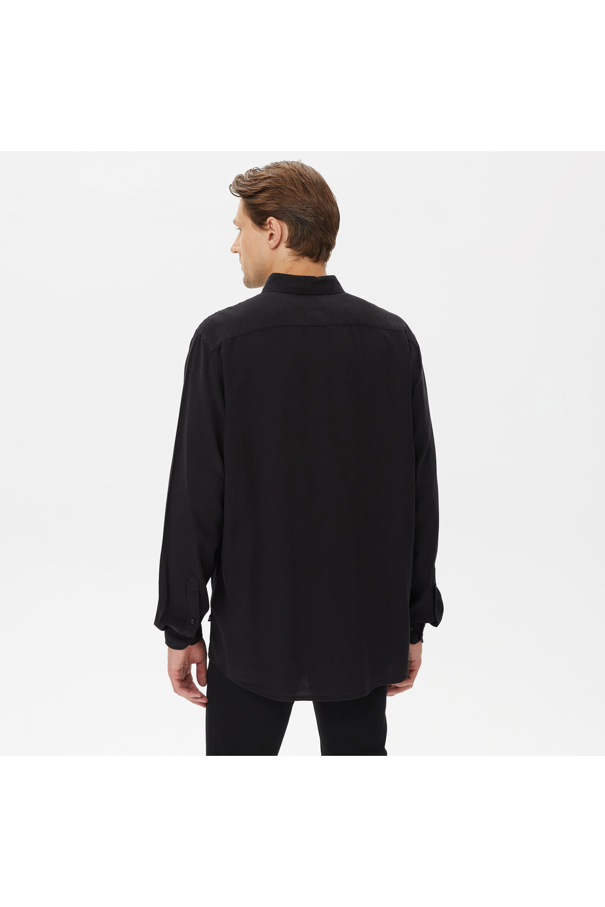 Erkek Siyah Classic Fit Gömlek — مشکی W37232T — تصویر 2 از 4