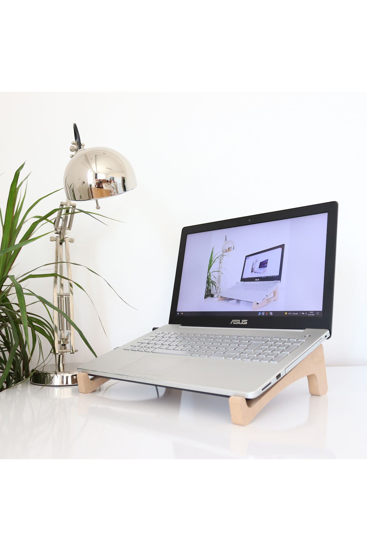 Hanwood Laptop Standı - Laptop Yükseltici - Notebook Standı - Ahşap - Als1