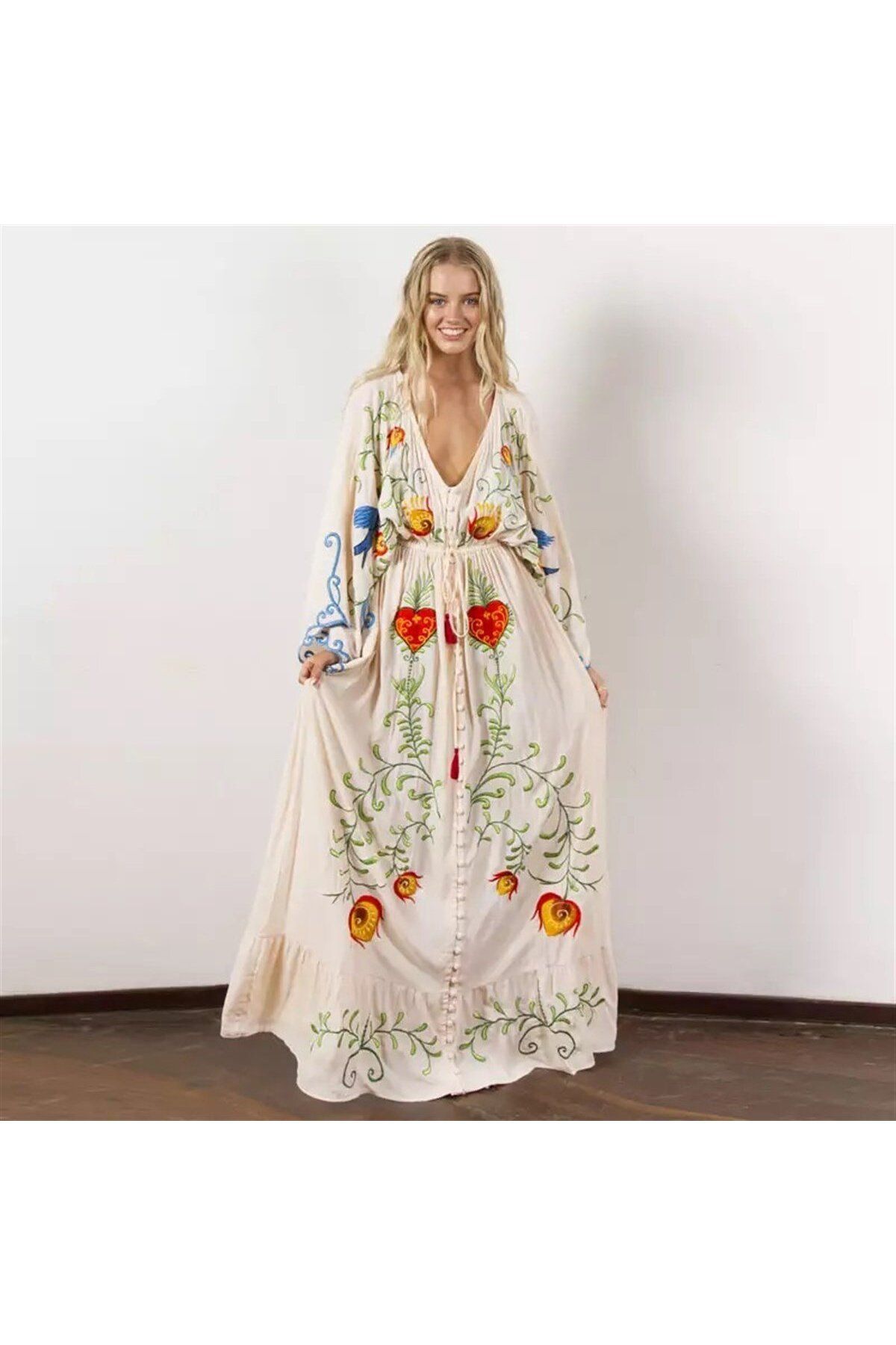 nish for you-Ecru Bohemian Maxi Designer Dress 7