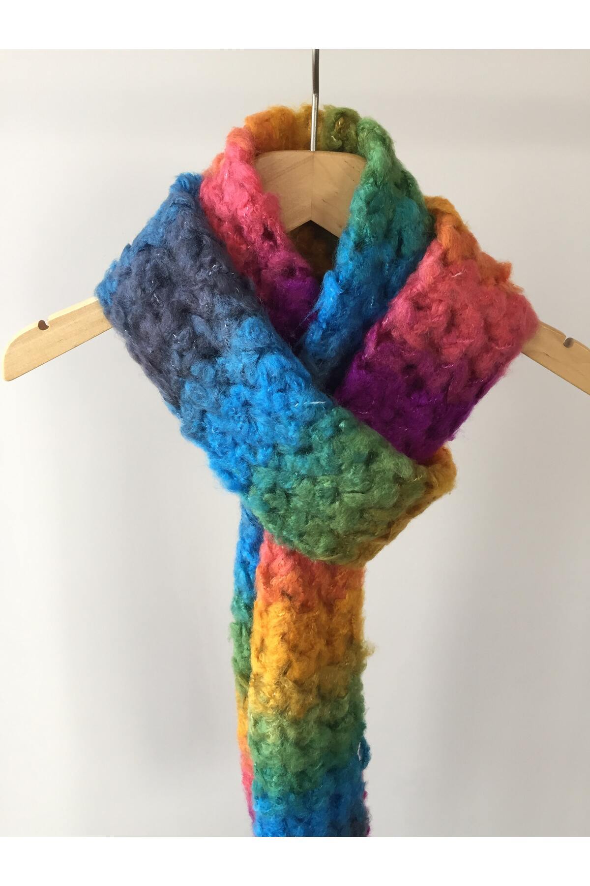 Mora Örgü  Mora Knit Atkı El Örgüsü Hafif Yumuşak (18x220cm 165g) Özel Örgü Atkı (MK 1) - Görsel 4