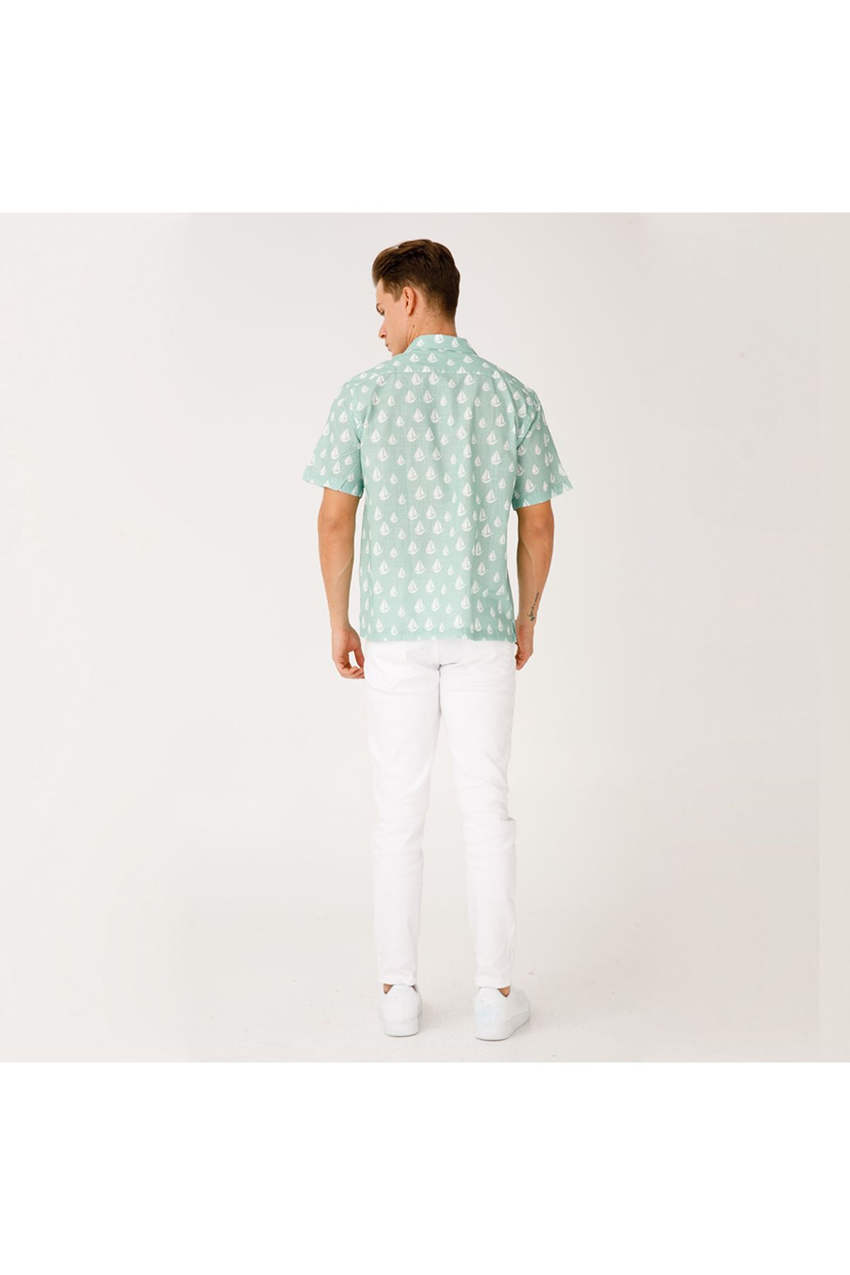 ANEMOSS-Sailboat Patterned Man Shirt - M 6