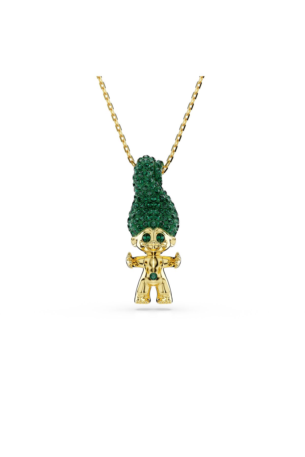 Swarovski Good Luck Kolye , Troll, Yeşil, Altın rengi kaplama