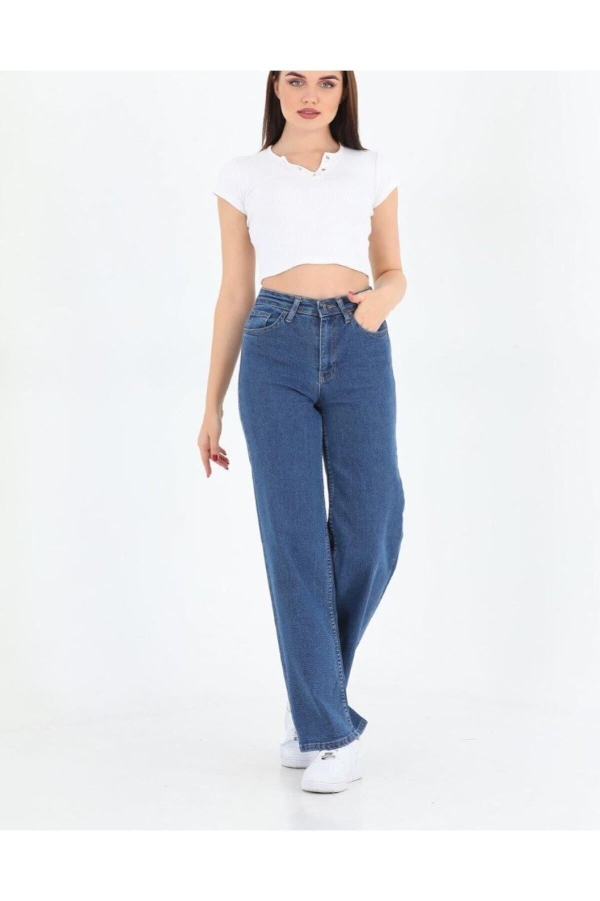 WODDİ-Duryn Blue High Waist Loose Wide Leg Loose Jeans 3
