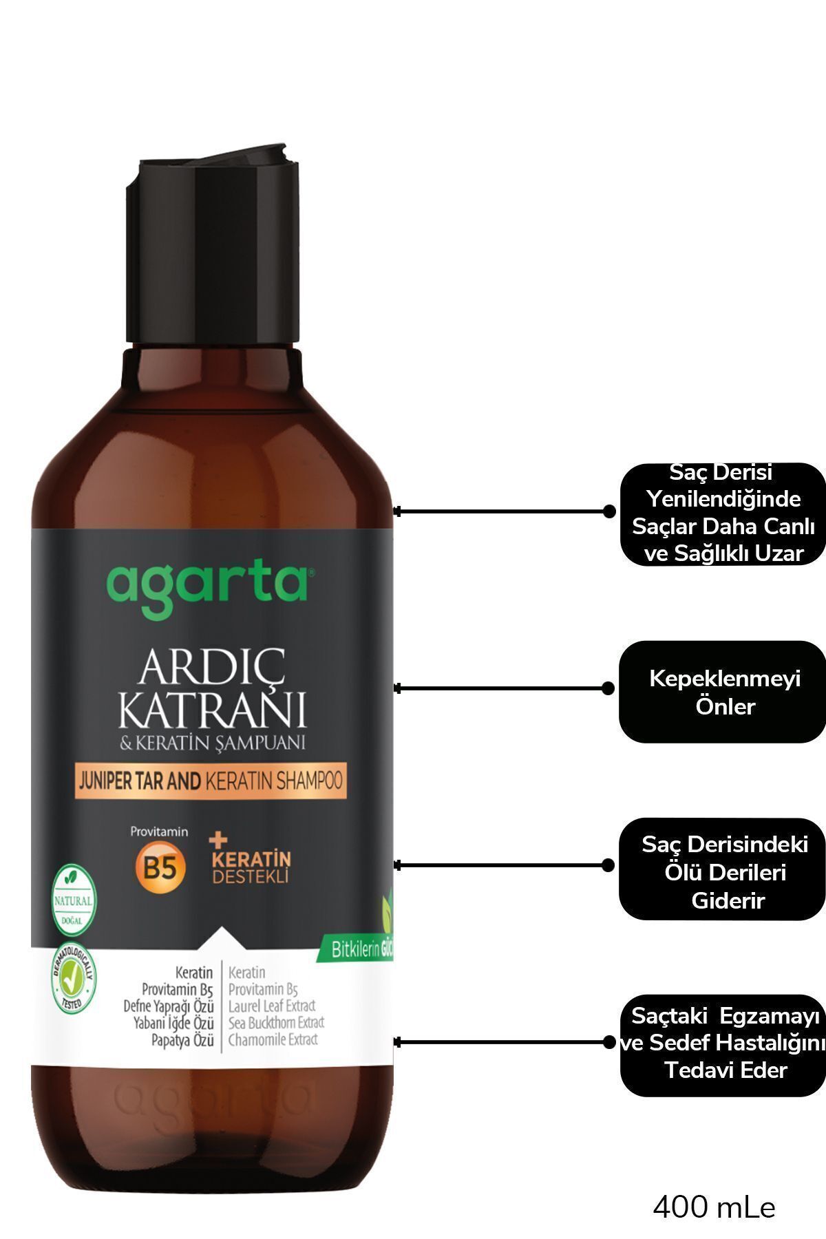 Agarta Ardıç Katranı Ve Keratin Şampuanı - Saç Egzaması-saç Dökülme Kepek Karşıtı 400 Ml-4