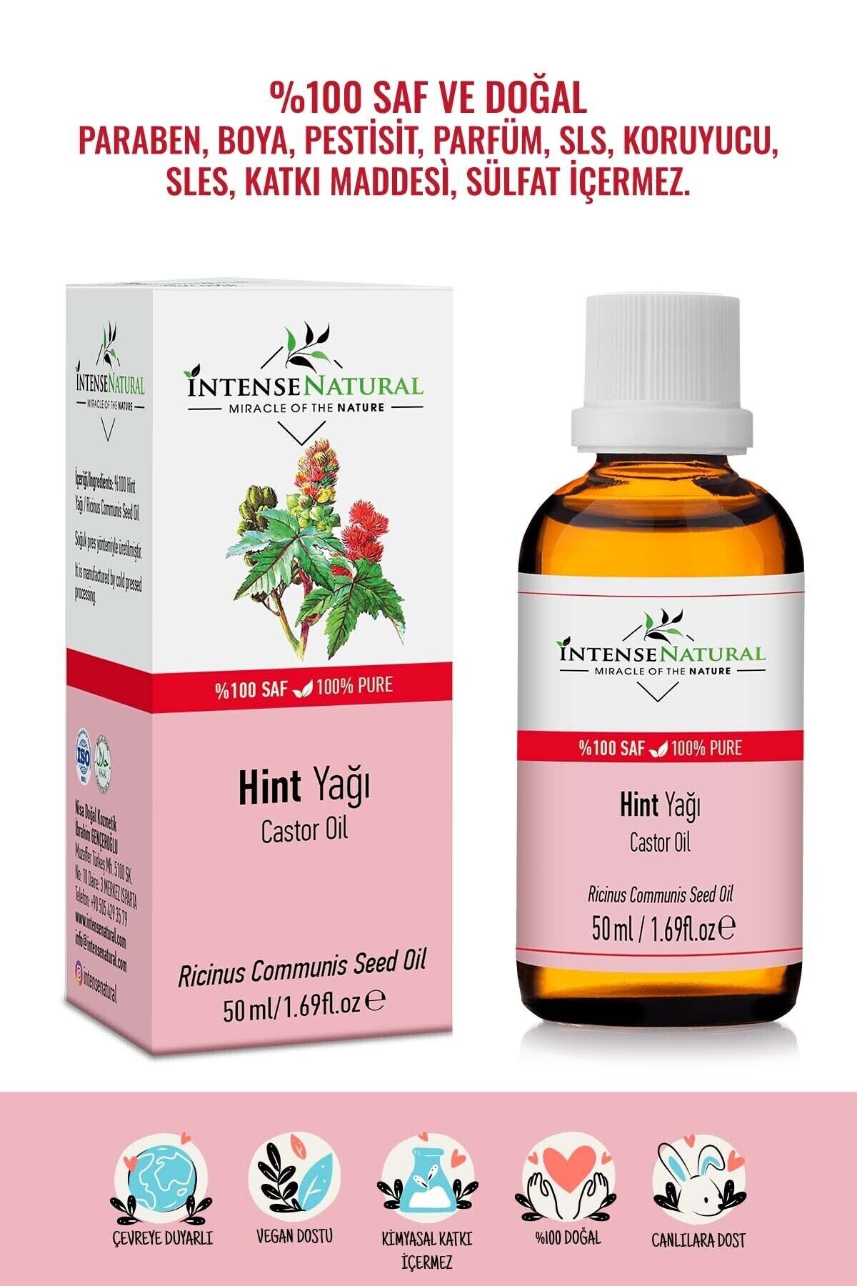 İntense Natural Hint Yağı Soğuk Sıkım 50 ml %100 Saf Ve Doğal Castor Carrier Oil