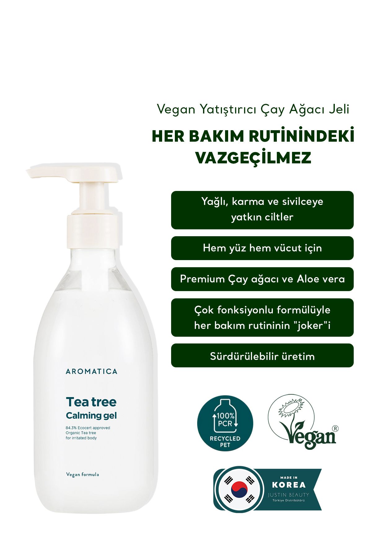 Tea Tree Calming Gel 300ml - Vegan Yatıştırıcı Çay Ağacı Jeli