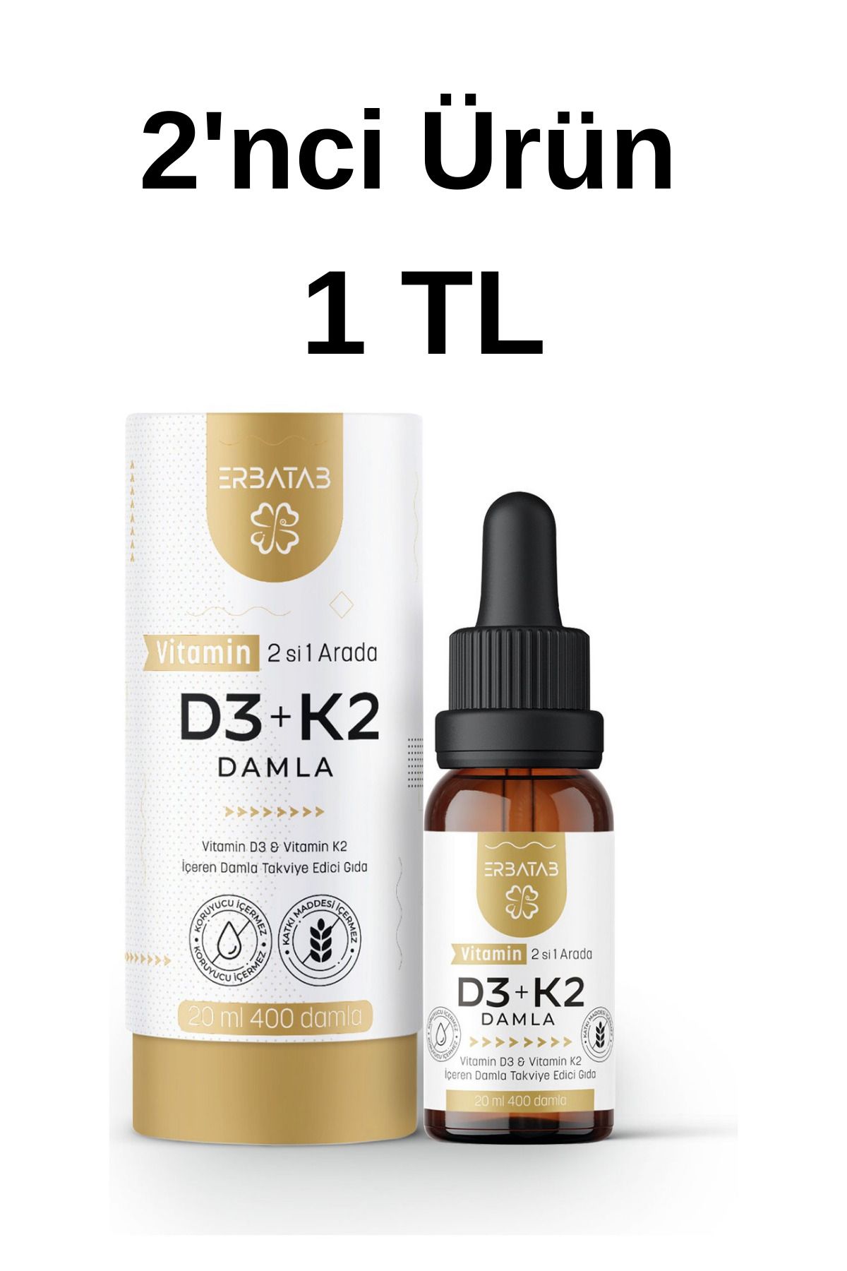 Erbatab Vitamin D3 K2 2'si 1 Arada Damla