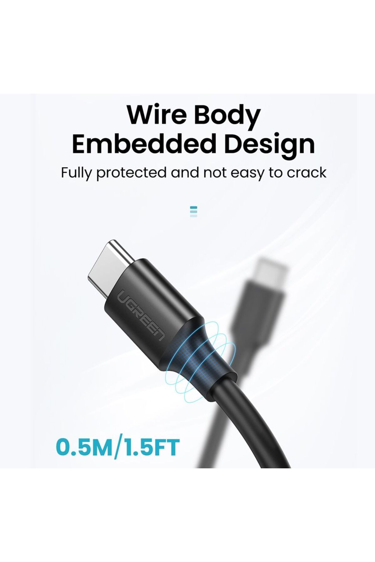 Ugreen-كابل شحن ومزامنة بيانات USB-C إلى USB-C بطول 1 متر - أسود 8