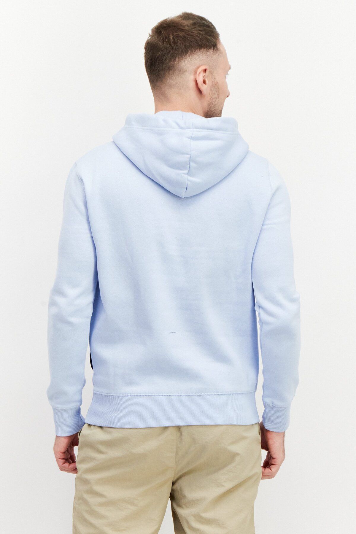 French Connection-Men Brand Logo Front Pocket Fleece Sweatshirts, Baby Blue 3