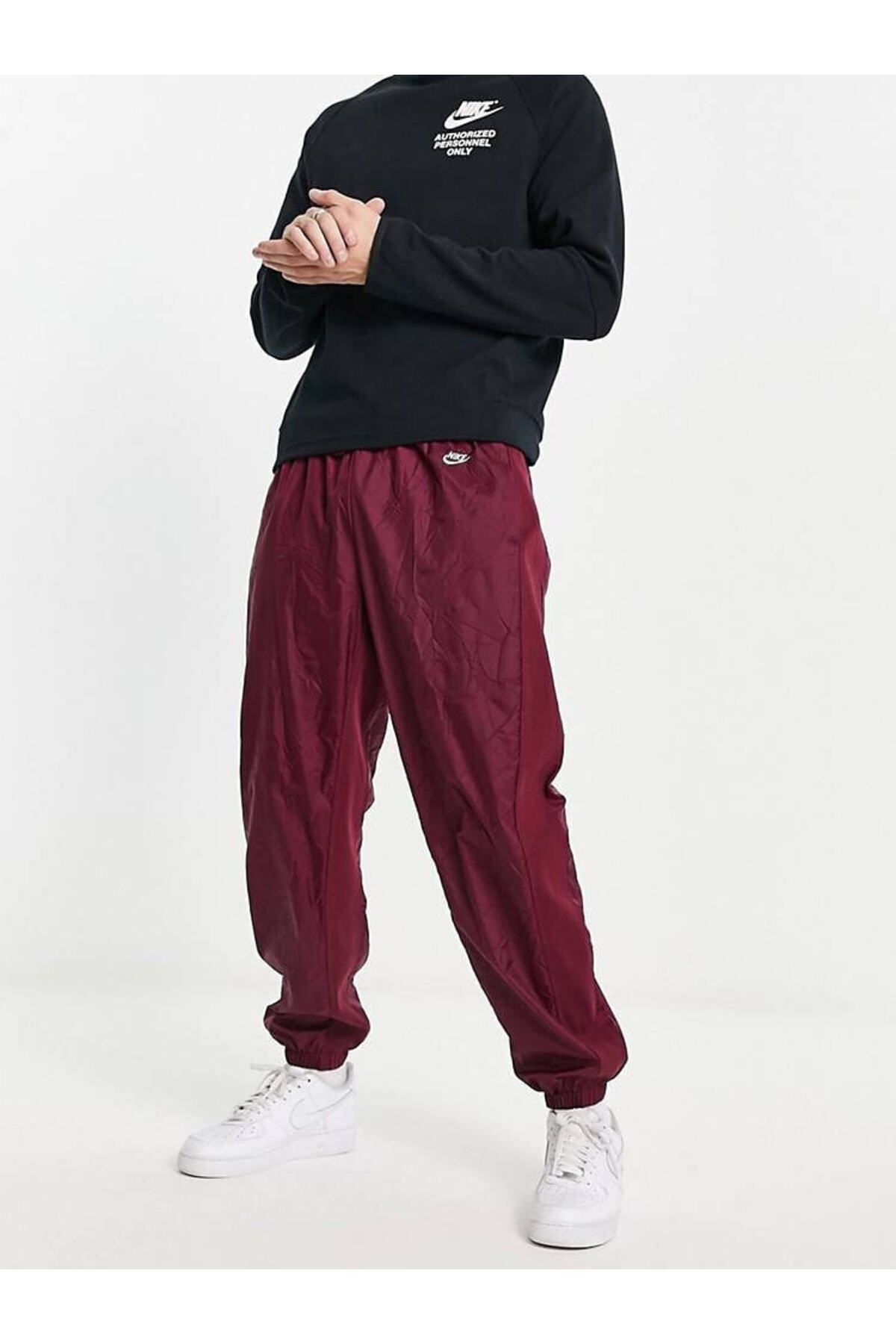 Nike Sports Sweatpants Burgundy Oversize Trendyol