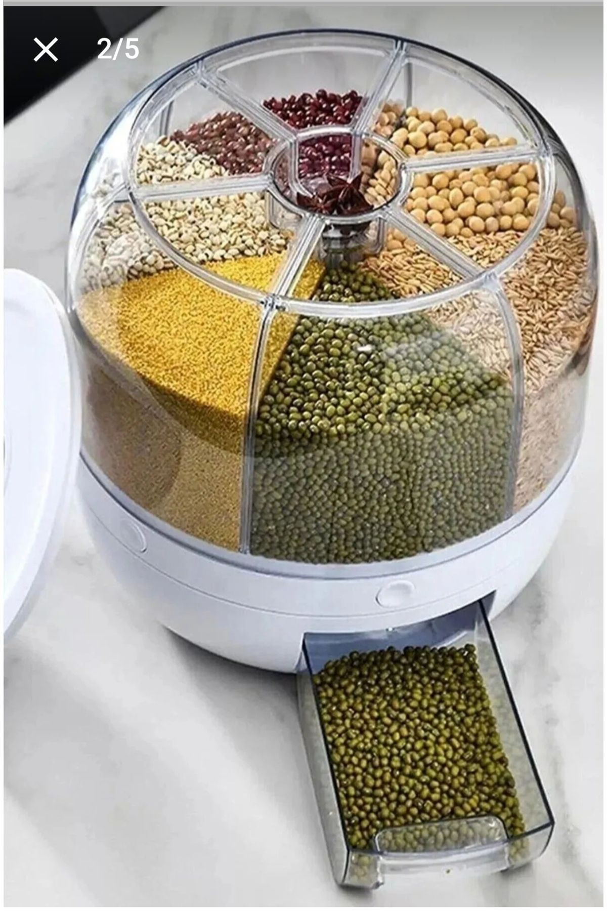 HBNC-360 °   Rotatable Dry Food and Pulses Organizer 6 Compartment Storage Container 6 Lt 3