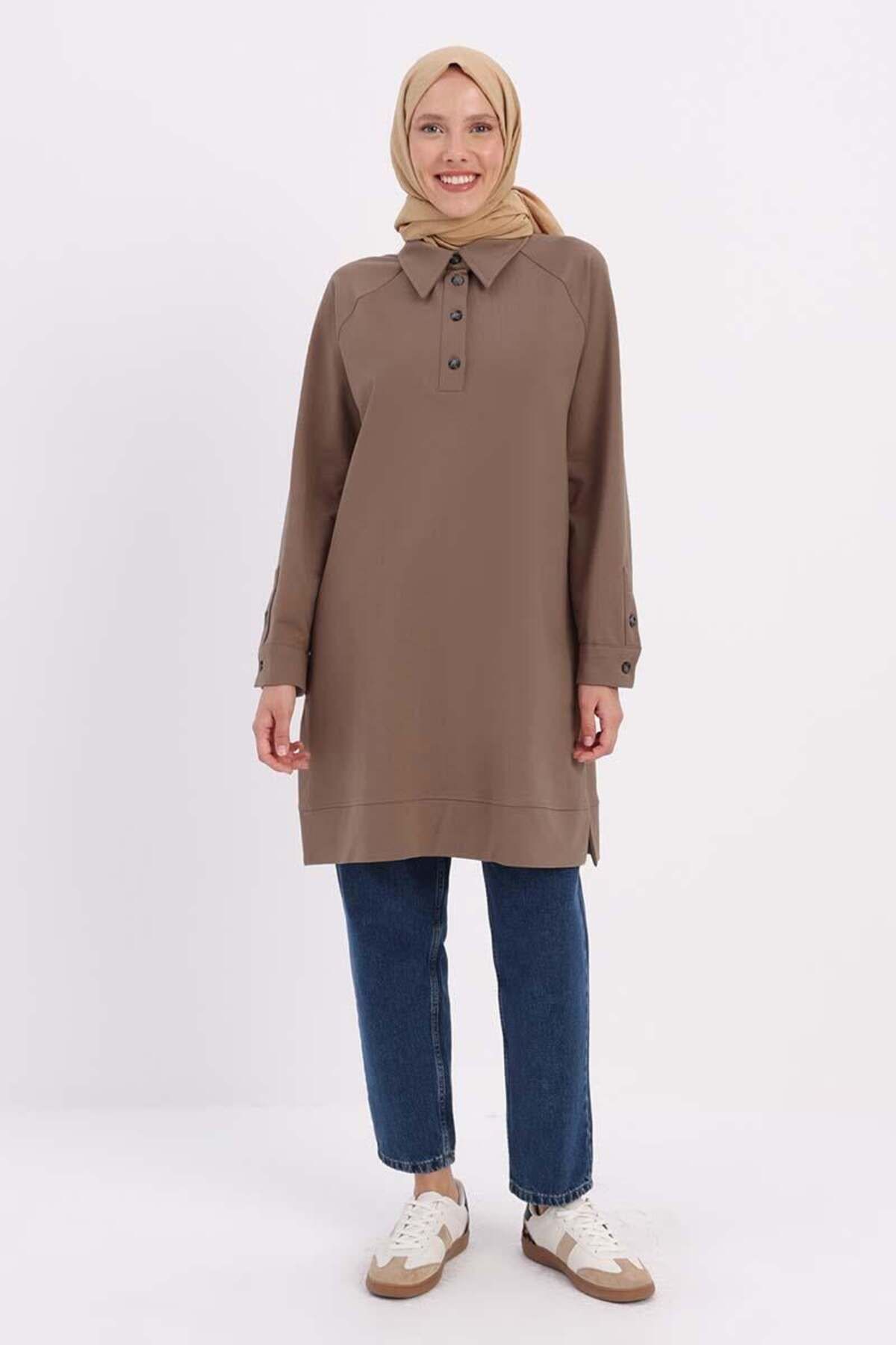 ALLDAY-Mink-Shirt Collar Half Slip Tunic 2