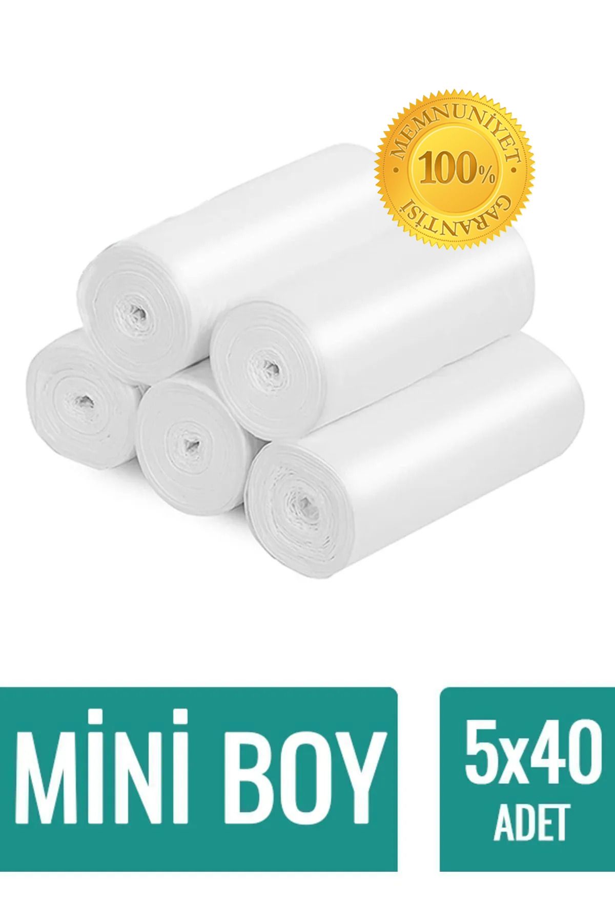 naft Çöp Torbası Mini Boy Küçük 40'lı 5 Rulo 40x50 Çöp Poşeti