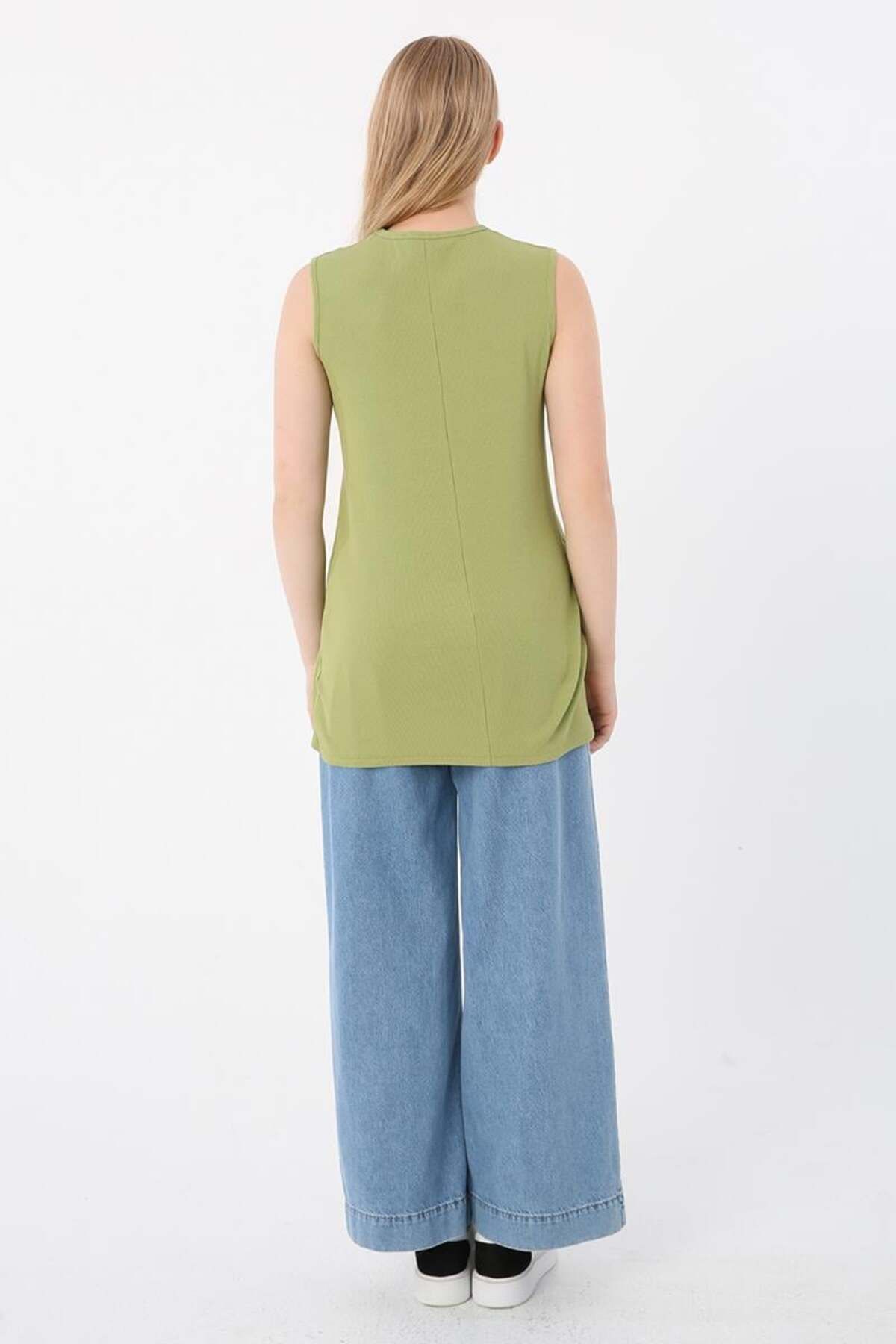 ALLDAY-Light Green-Cotton Ribbed Sleeveless T-Shirt 4
